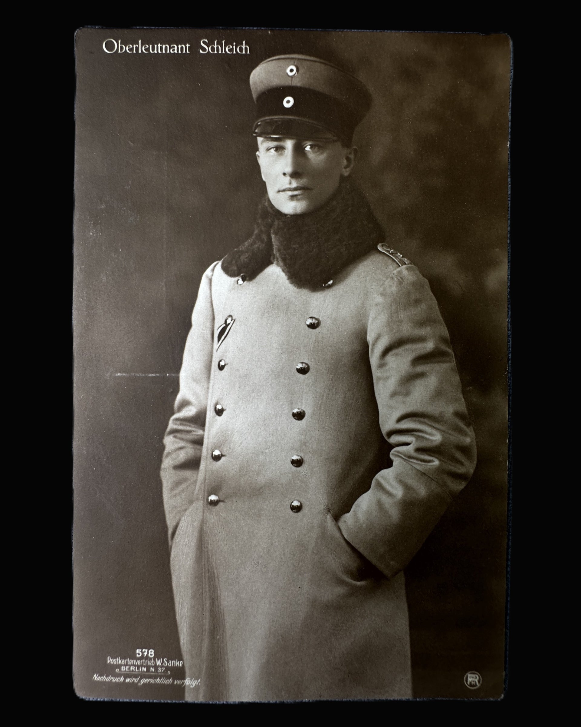 Imperial German WWI Sanke Postcard 578 Oberleutnant Schleich Bavarian Pilot