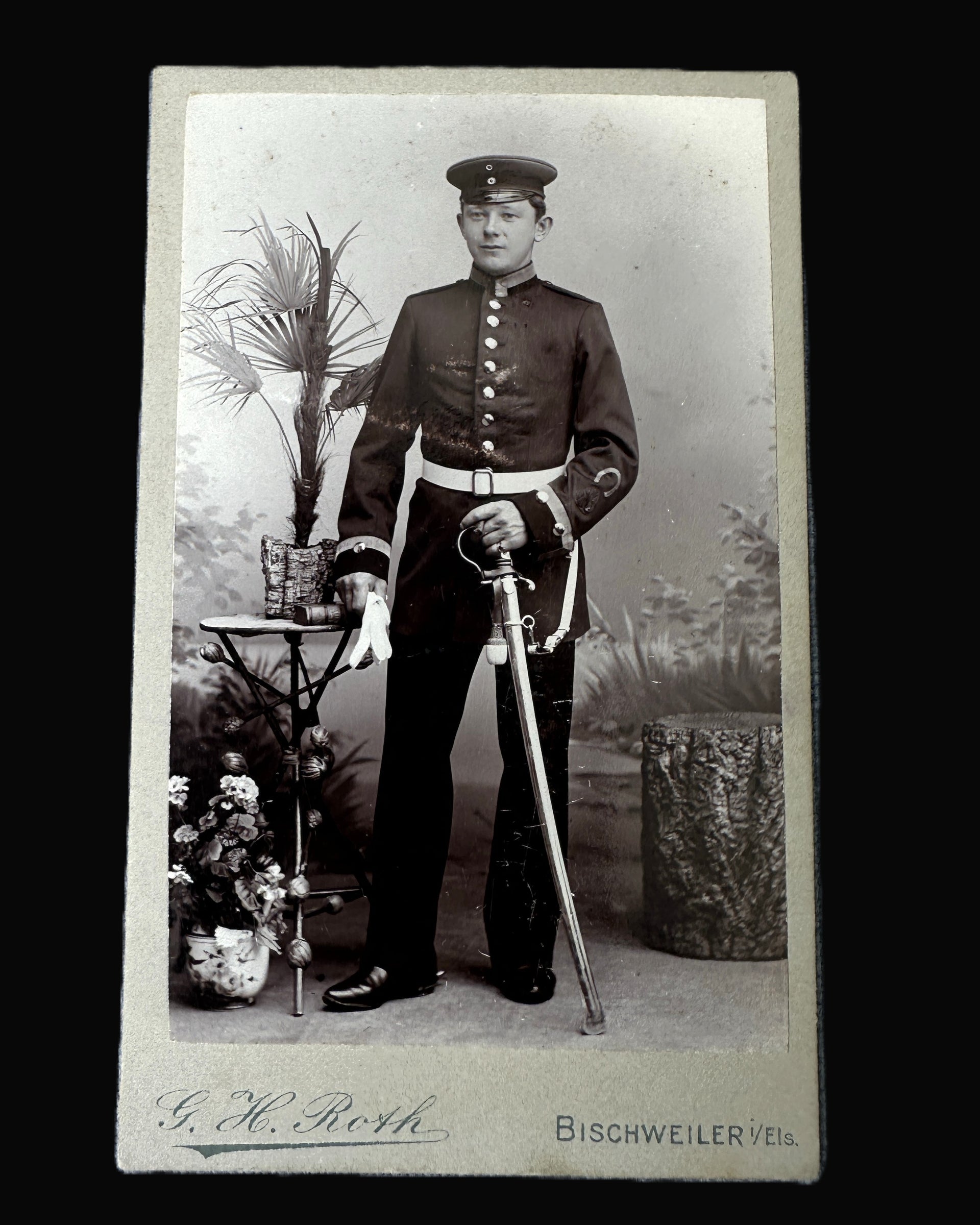 Imperial German CDV Photograph Alsace Bischwiller Studio Roth Soldier Original