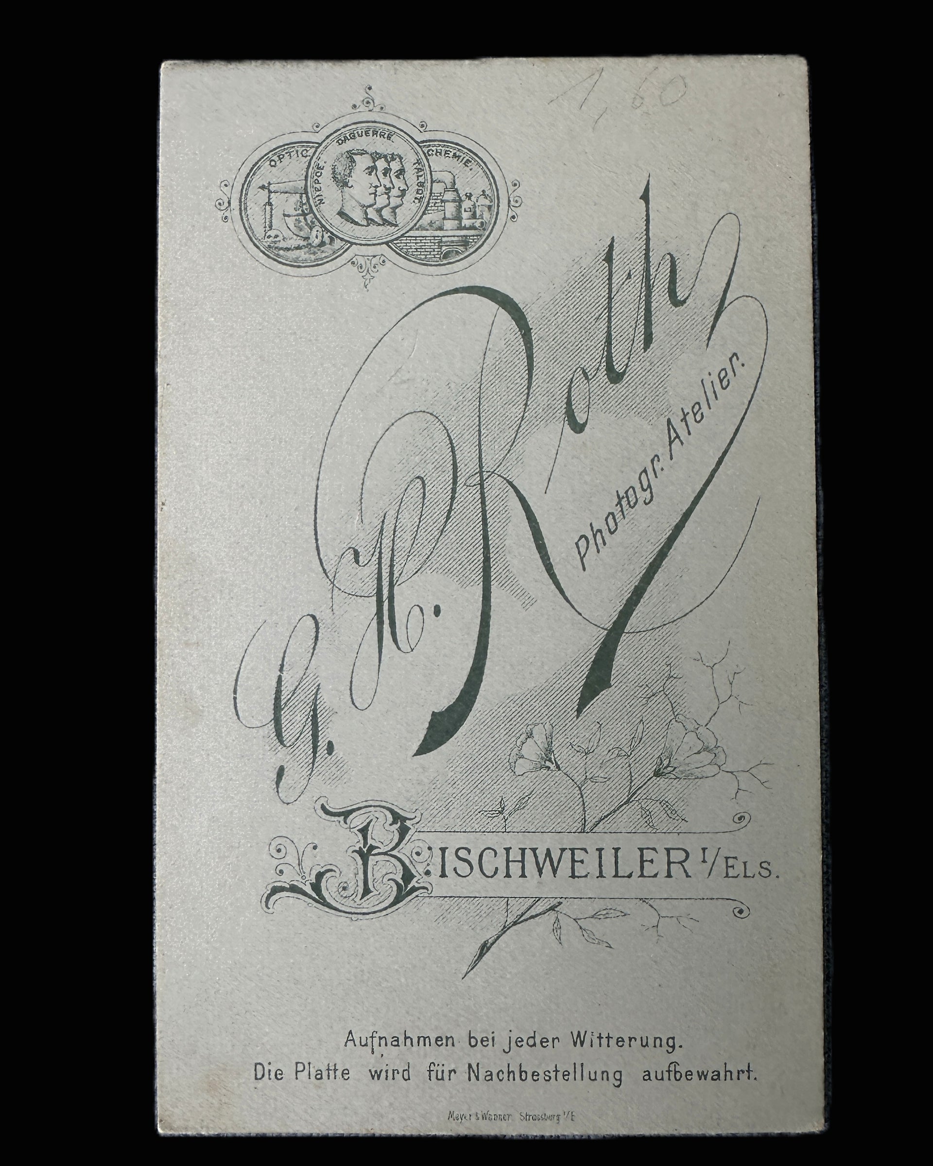Imperial German CDV Photograph Alsace Bischwiller Studio Roth Soldier Original