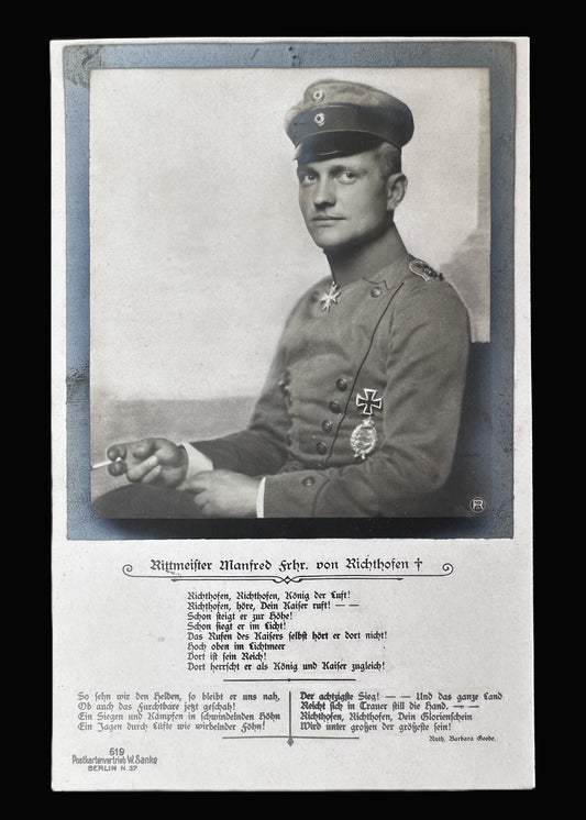 Manfred von Richthofen Memorial Postcard with Poetry