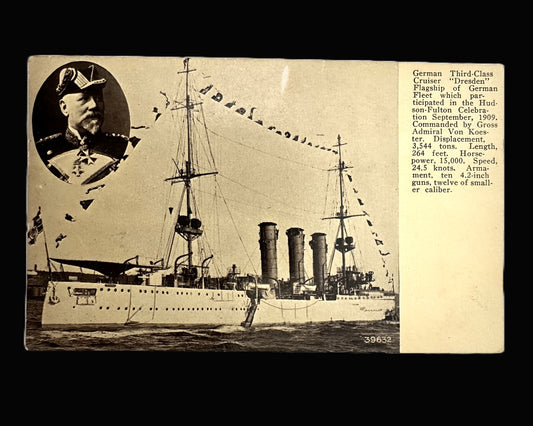 German Third-Class Cruiser Dresden Postcard - Hudson-Fulton Celebration, 1909