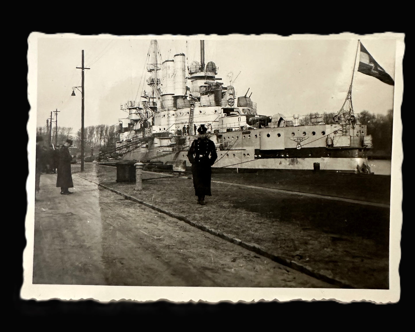 Original Photograph of a German Naval Battleship (c. Early 20th Century)