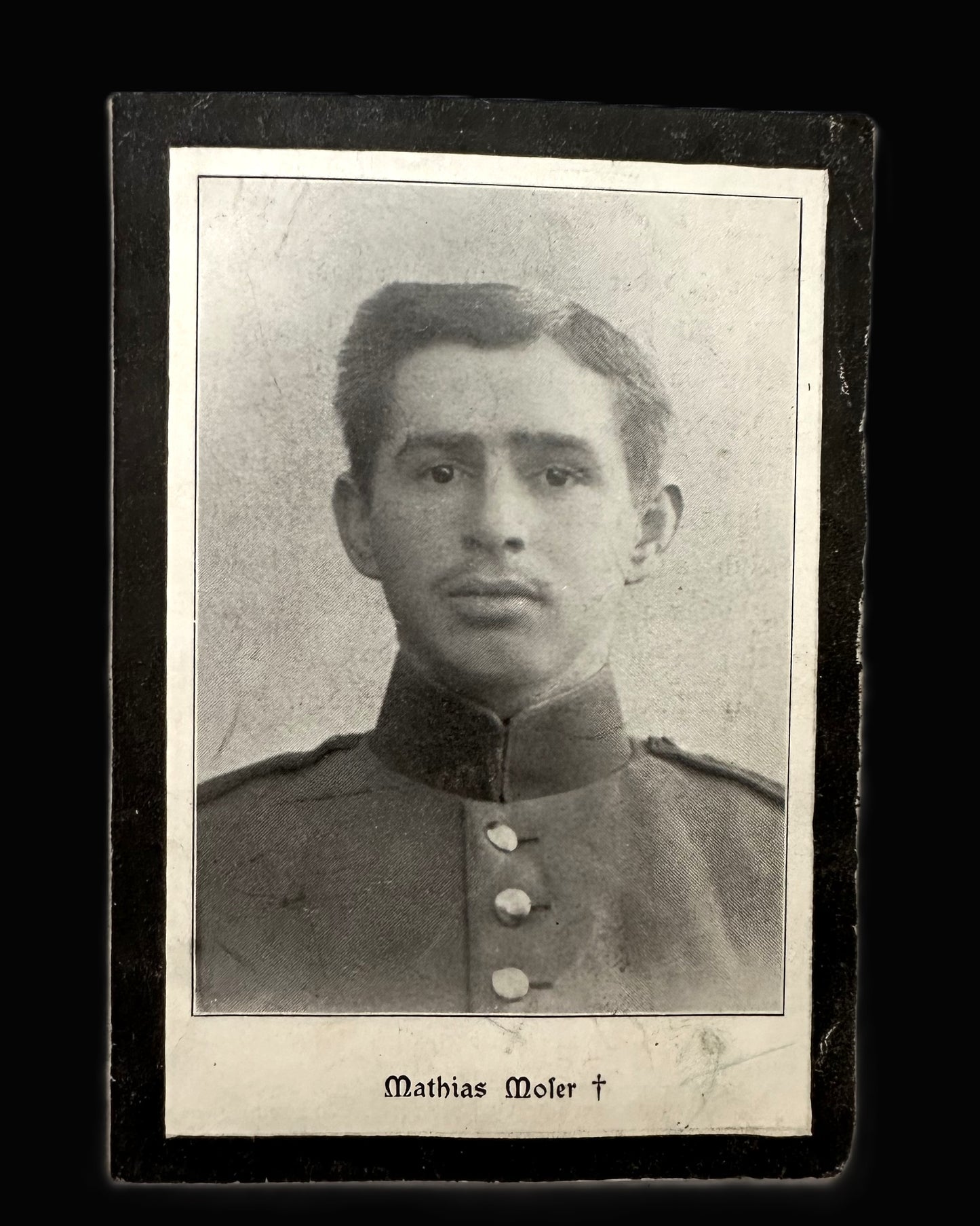 WWI Death Memorial Card for Reservist Mathias Moser – Royal Bavarian 8th Infantry Regiment