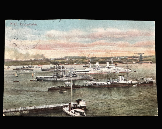 Imperial German Navy Postcard – Kiel Naval Harbor