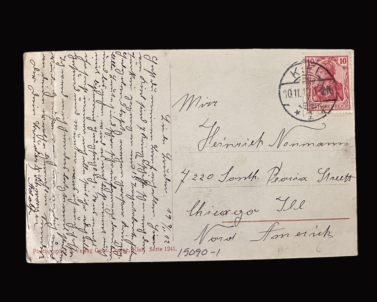 SMS OSTFRIESLAND POSTCARD – IMPERIAL GERMAN NAVY – MAILED TO CHICAGO, USA