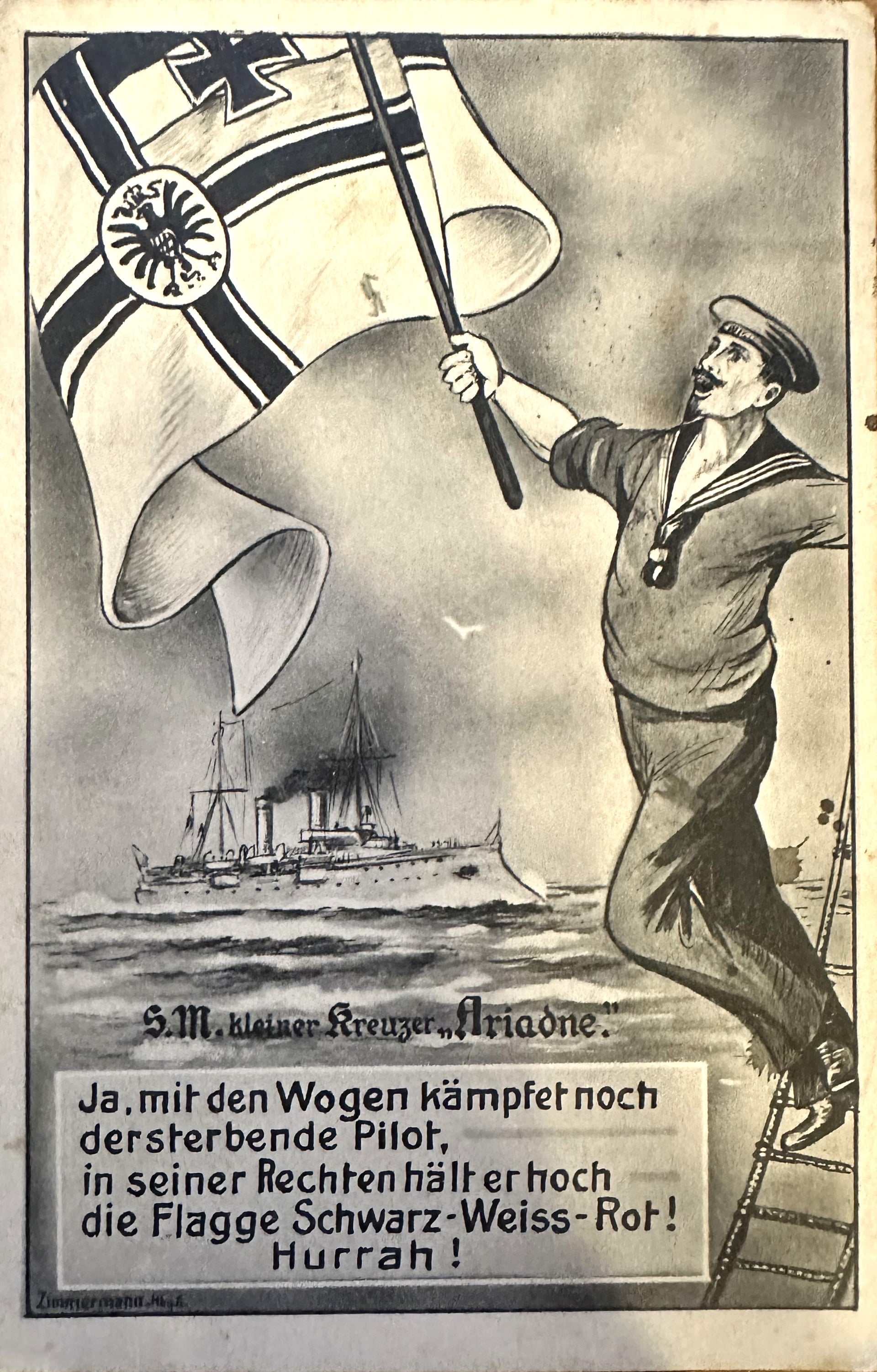 Patriotic Navy Postcard - S.M.S. Ariadne - Derrittmeister Militaria Group