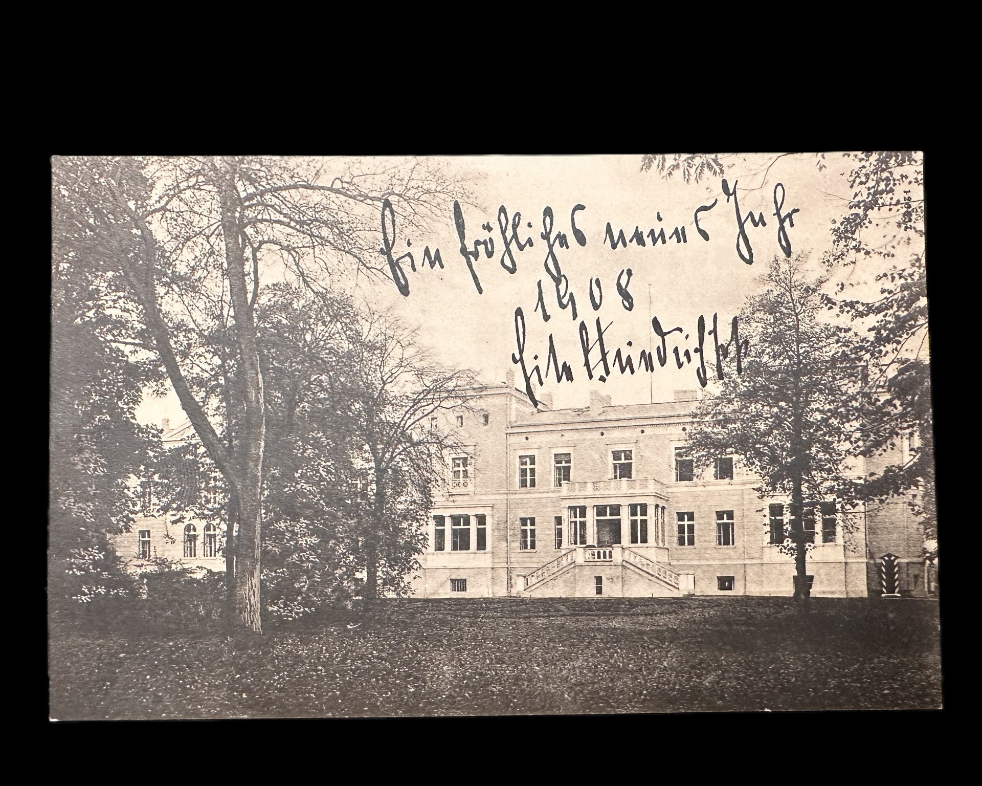 Imperial German Postcard with Estate View and 1908 Handwritten Inscription