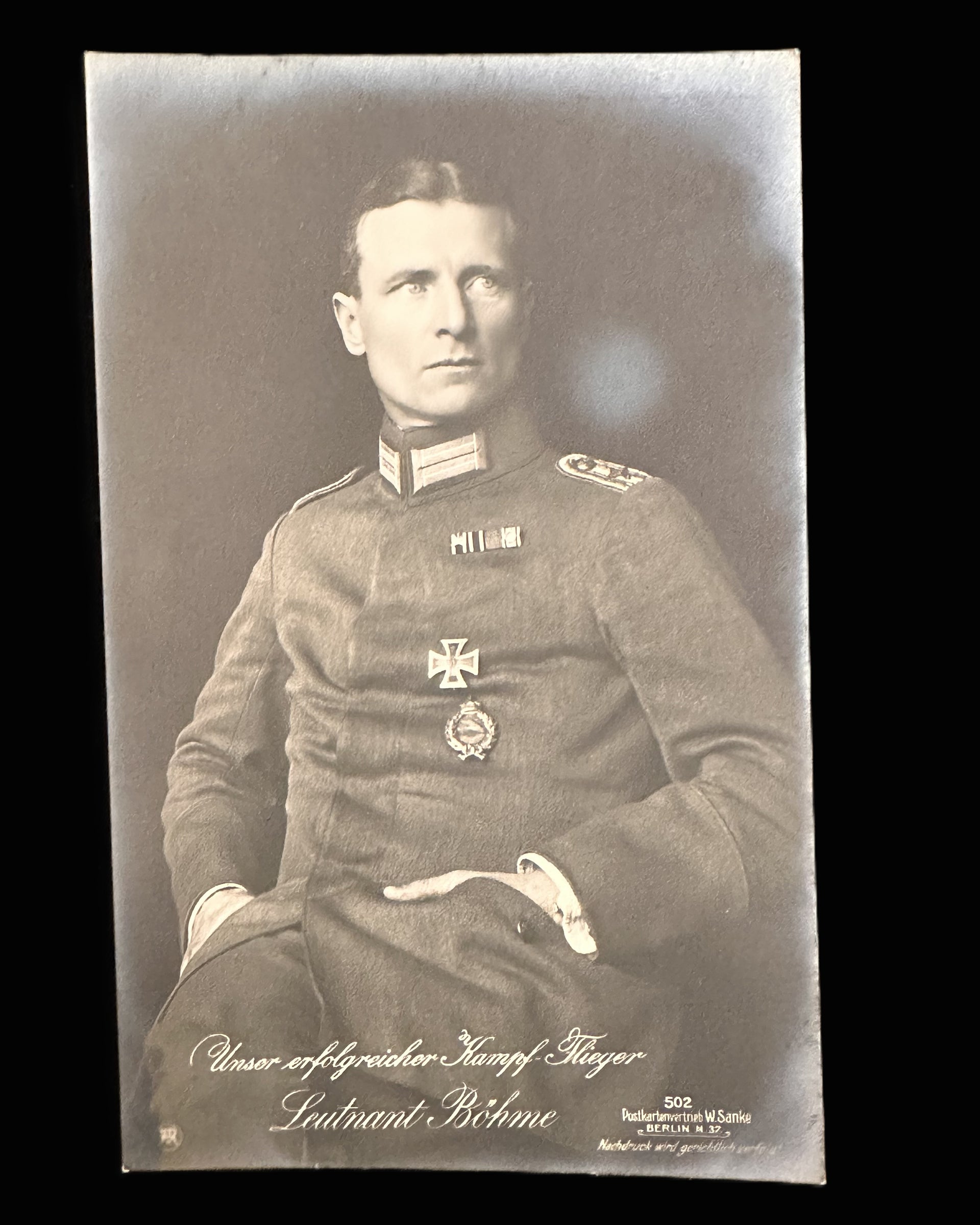 W. Sanke Postcard 502: Pour le Mérite Combat Aviator Leutnant Böhme