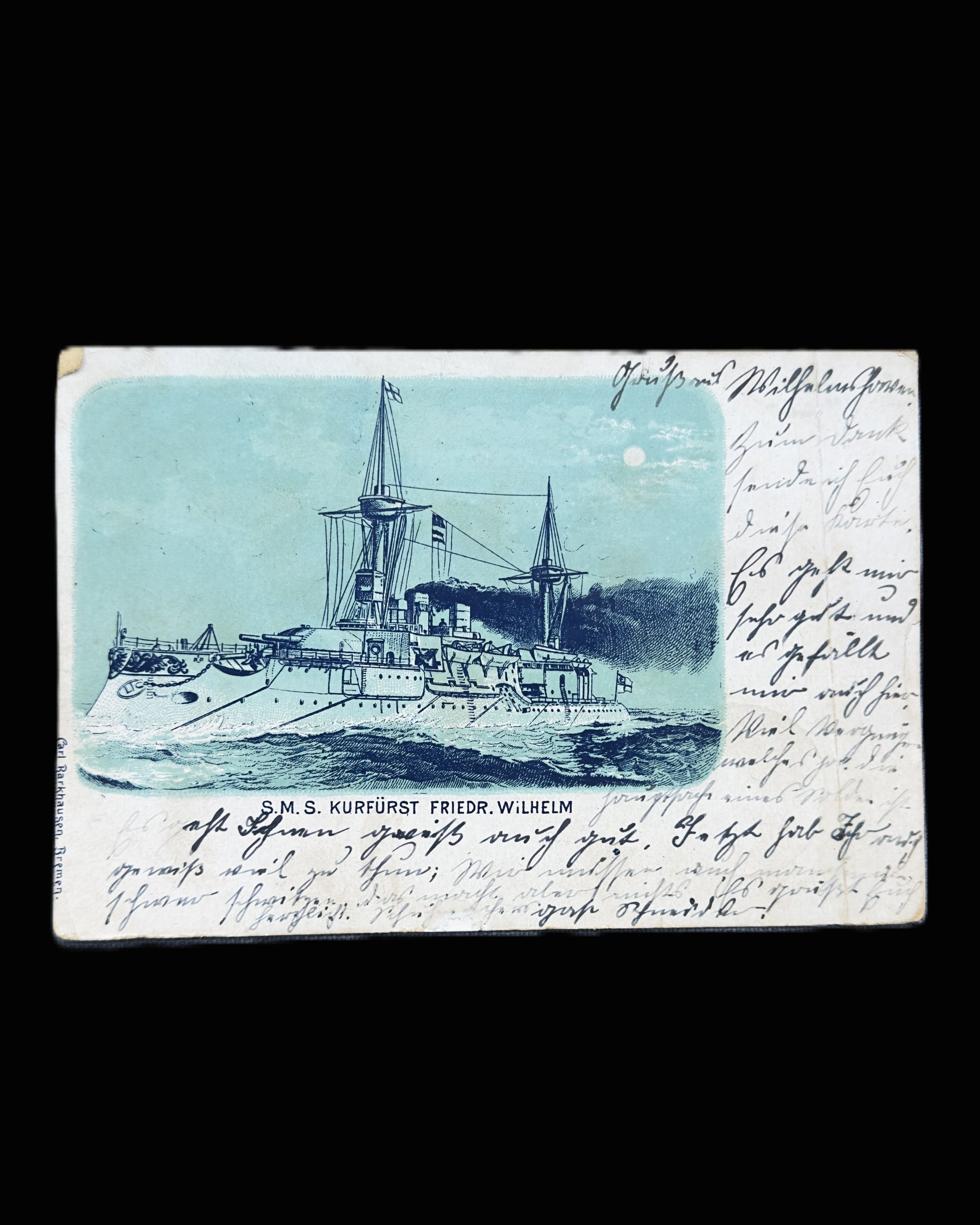 Imperial German Navy Postcard SMS Kurfuerst Friedrich Wilhelm 1901 Brandenburg