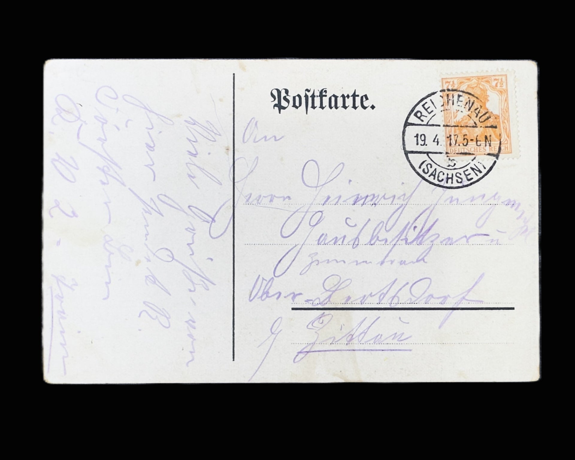 Imperial German WWI Zeppelin Aviation Postcard Gruss von der Musterung 1917