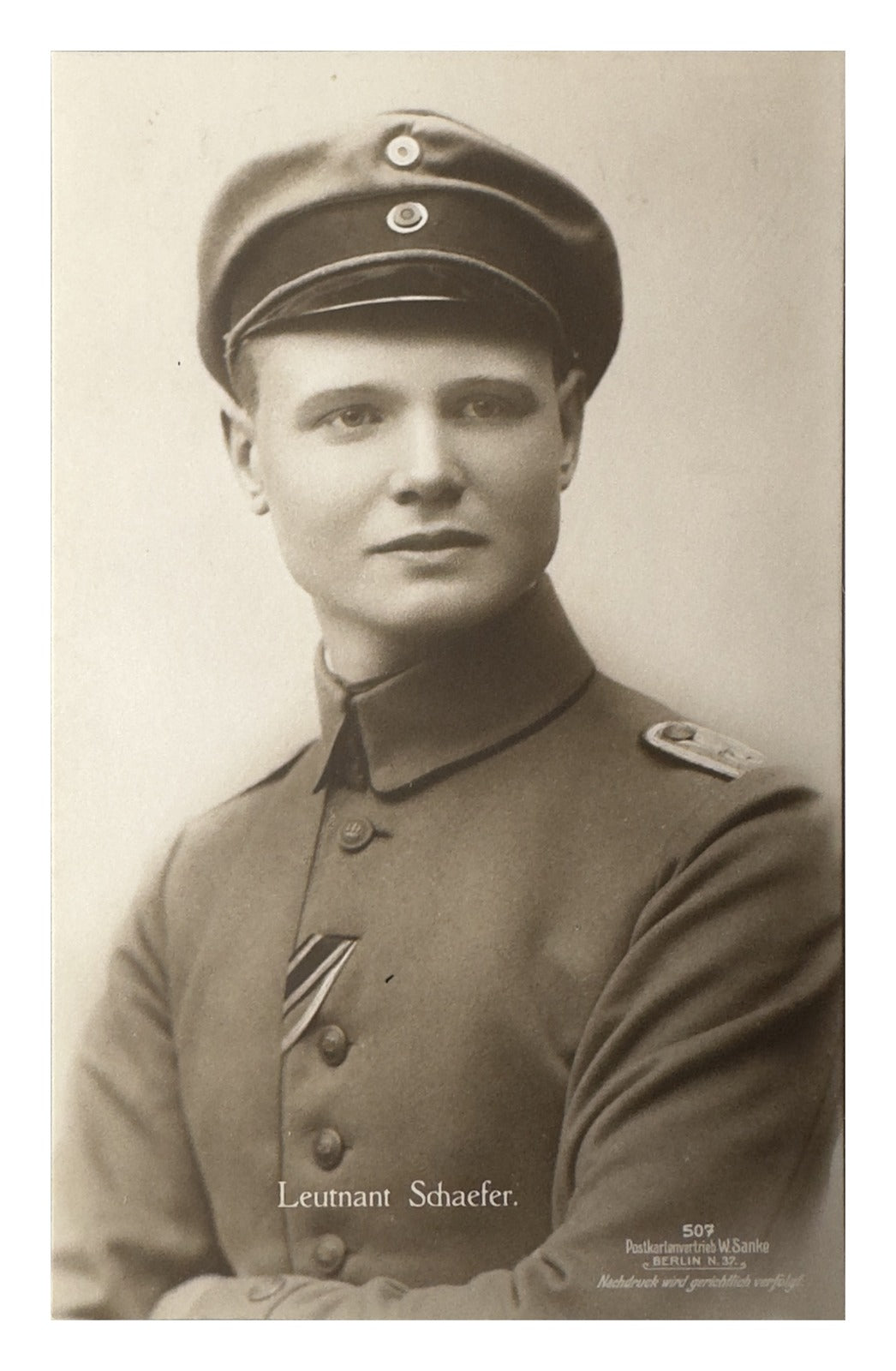 German WWI Sanke Postcard 507 Leutnant Karl Emil Schafer Jasta 11 Jasta 28