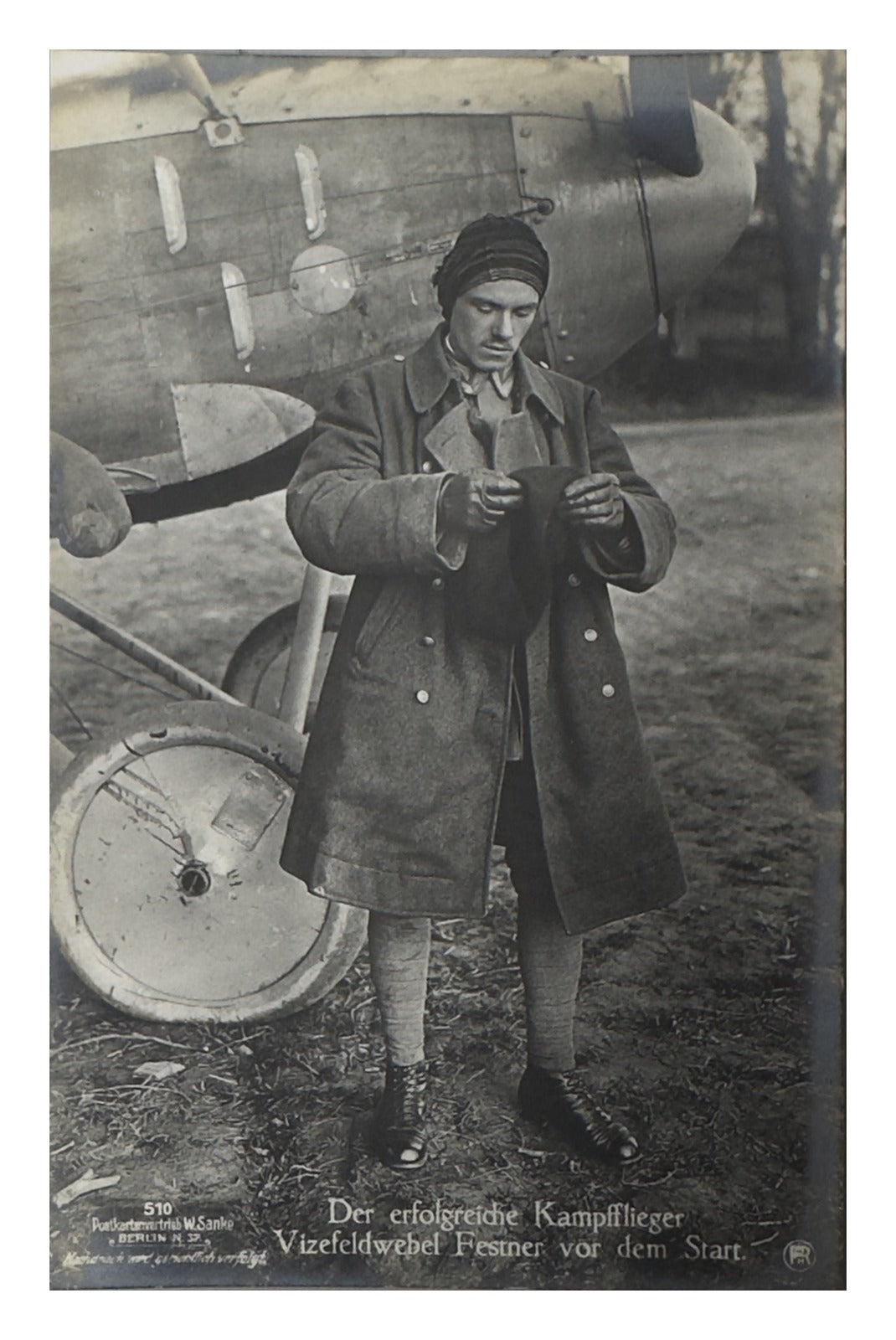 German WWI Sanke Postcard 510 Vizefeldwebel Sebastian Festner Jasta 11 Ace