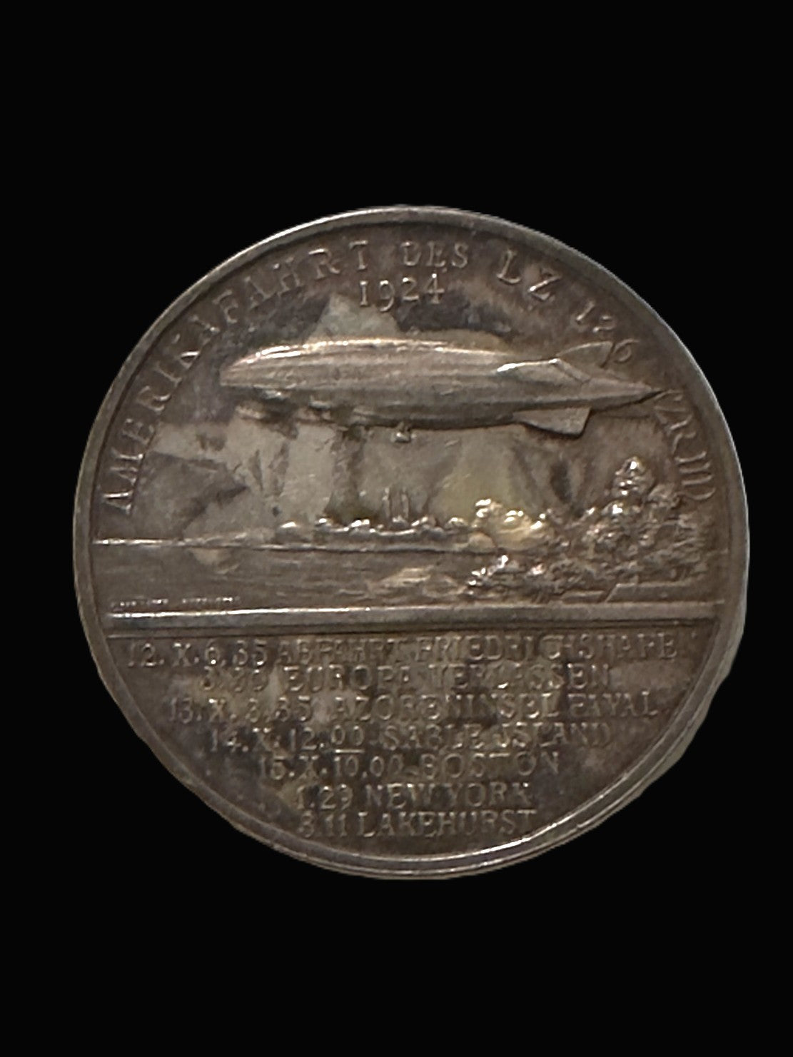 Zeppelin LZ 126 Amerikafahrt 1924 Commemorative Medal Eckener ZR III