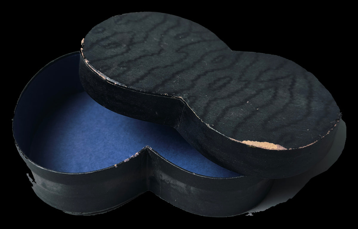 Epaulette Storage Box with Black Moire-Pattern Covering and Blue Interior