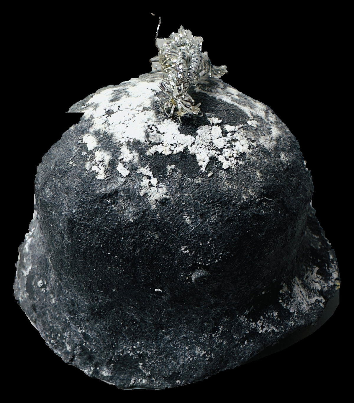 German Stahlhelm Papier-Mache Hanging Ornament with Silver-Colored Finish