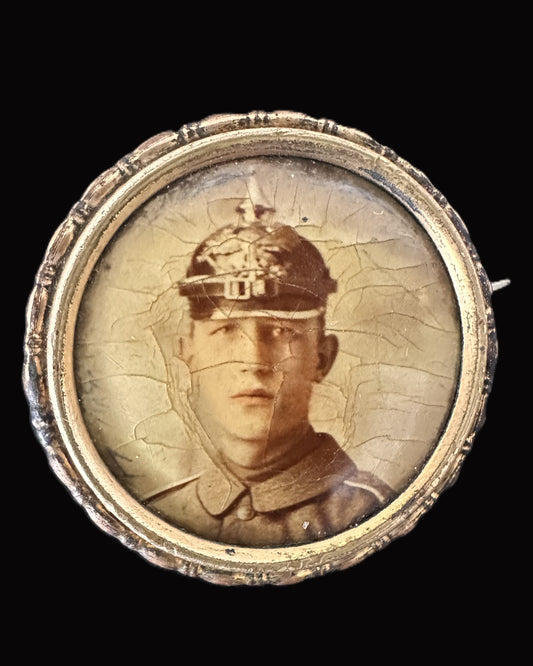 Imperial German Soldier’s Portrait Brooch – Handcrafted Keepsake