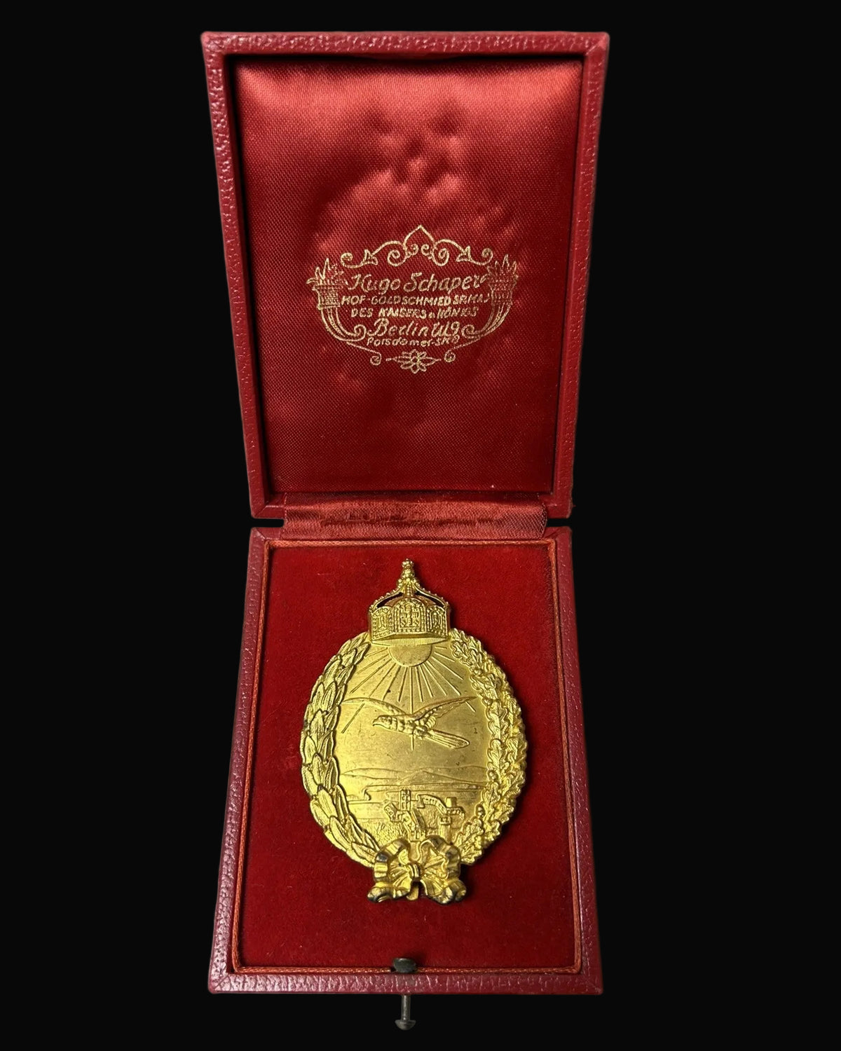 Imperial German Navy Landplane Pilot Badge by Hugo Schaper in Case