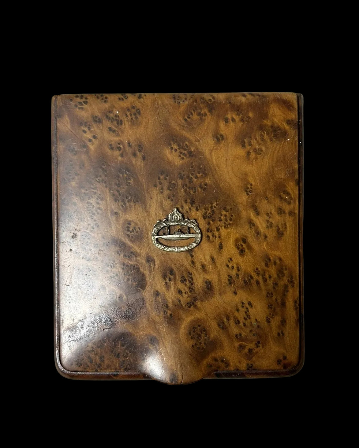 Imperial German U-Boat Badge Burl Wood Cigarette Case