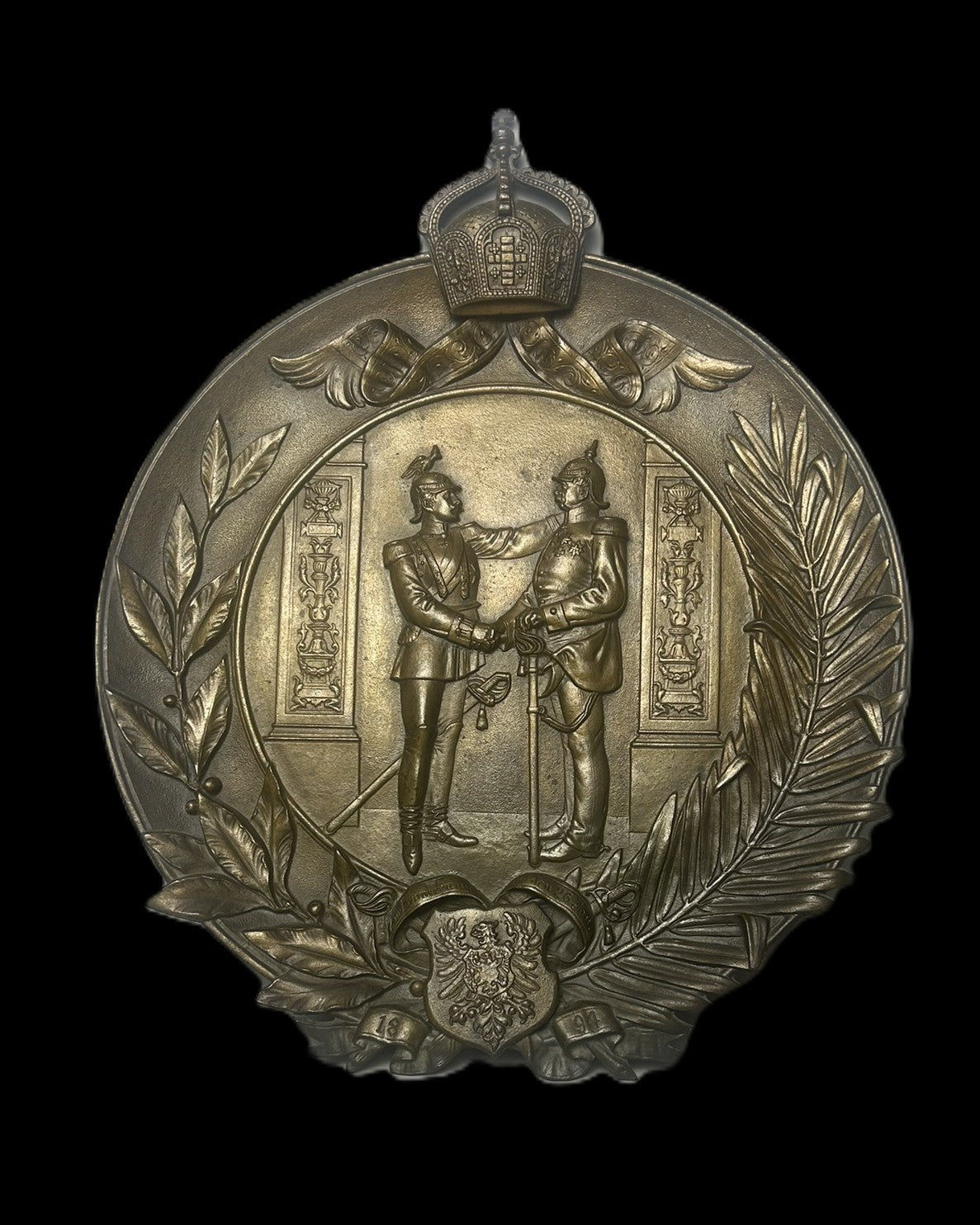 1894 Kaiser Wilhelm II and Bismarck Reconciliation Cast Metal Wall Plaque