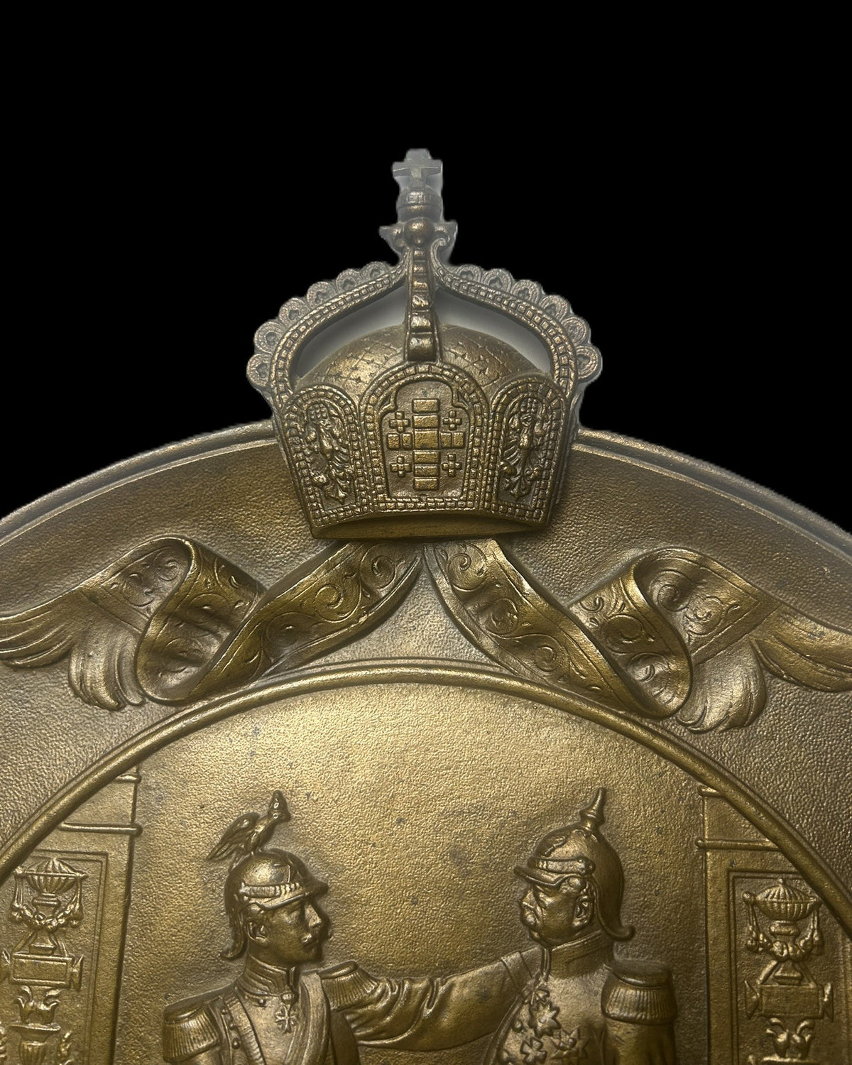 1894 Kaiser Wilhelm II and Bismarck Reconciliation Cast Metal Wall Plaque