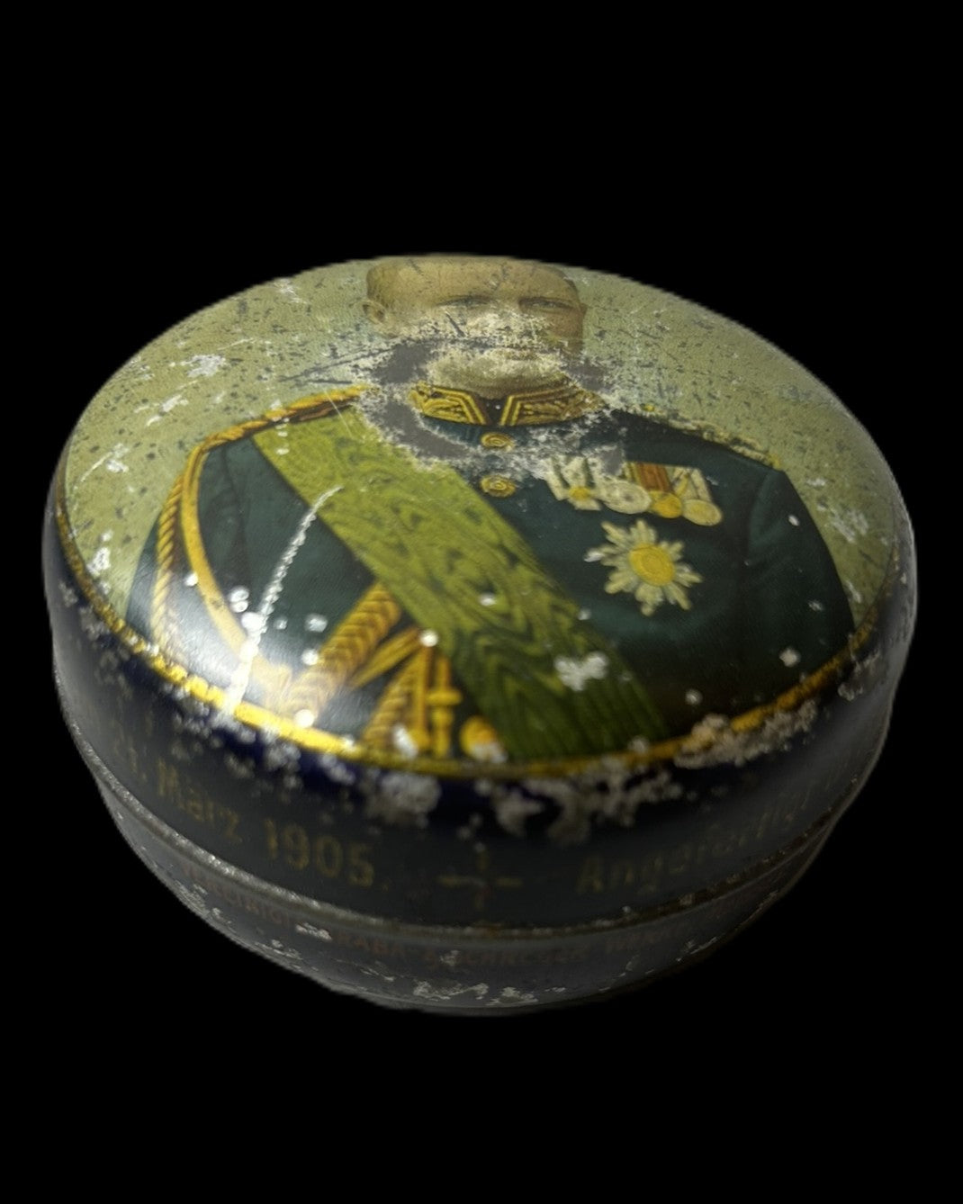 Saxon King Friedrich August III 1905 Meissen Commemorative Tin