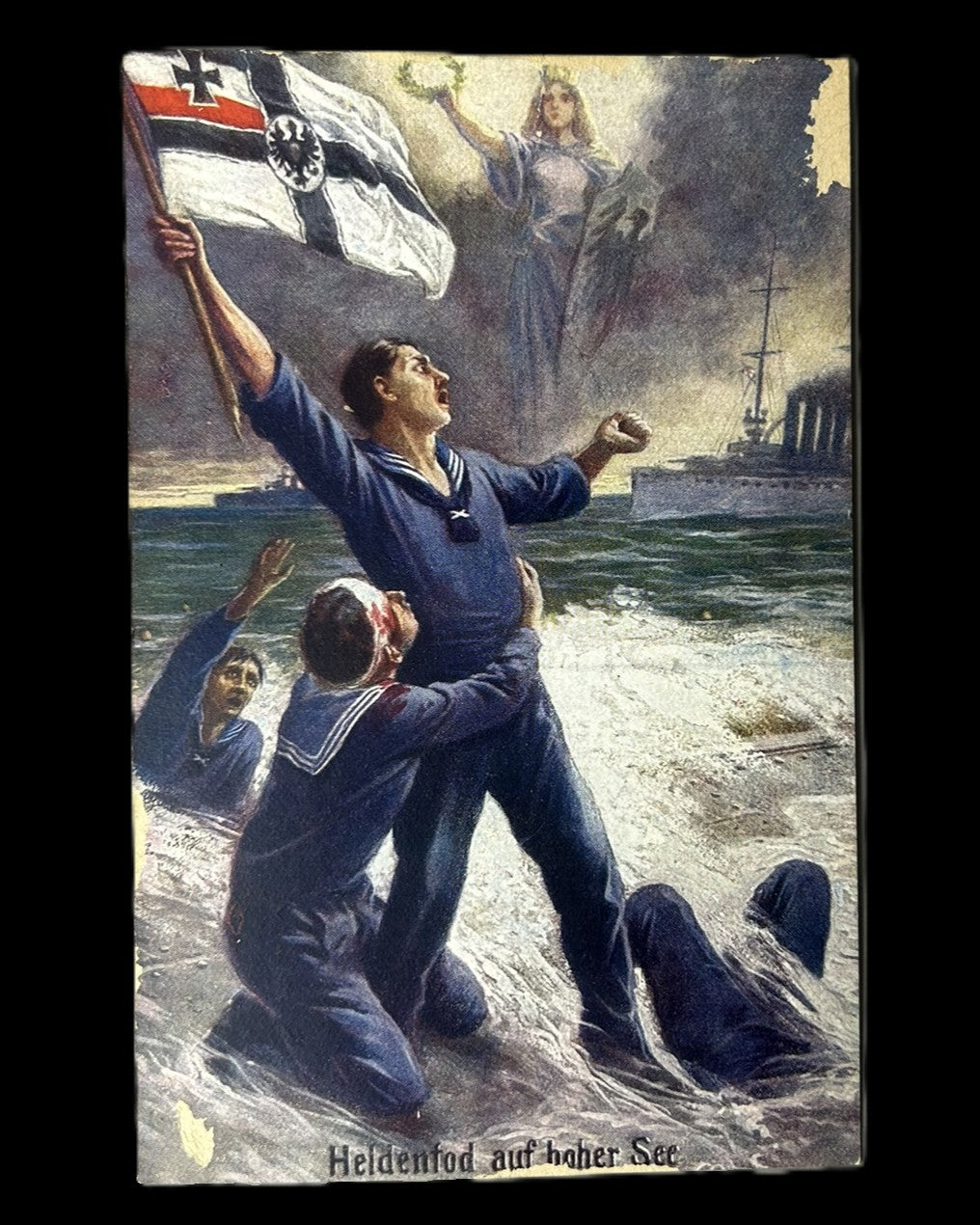 Imperial German WWI Navy “Heldentod auf hoher See” Patriotic Postcard