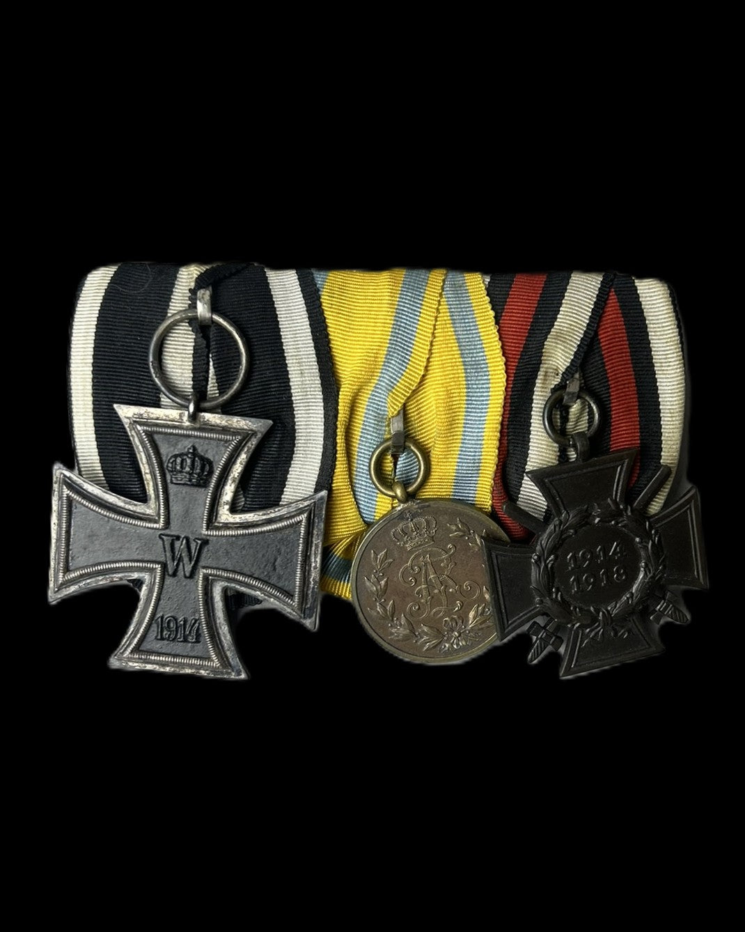Saxon WWI Medal Bar EK2 Friedrich August Medal and Hindenburg Cross