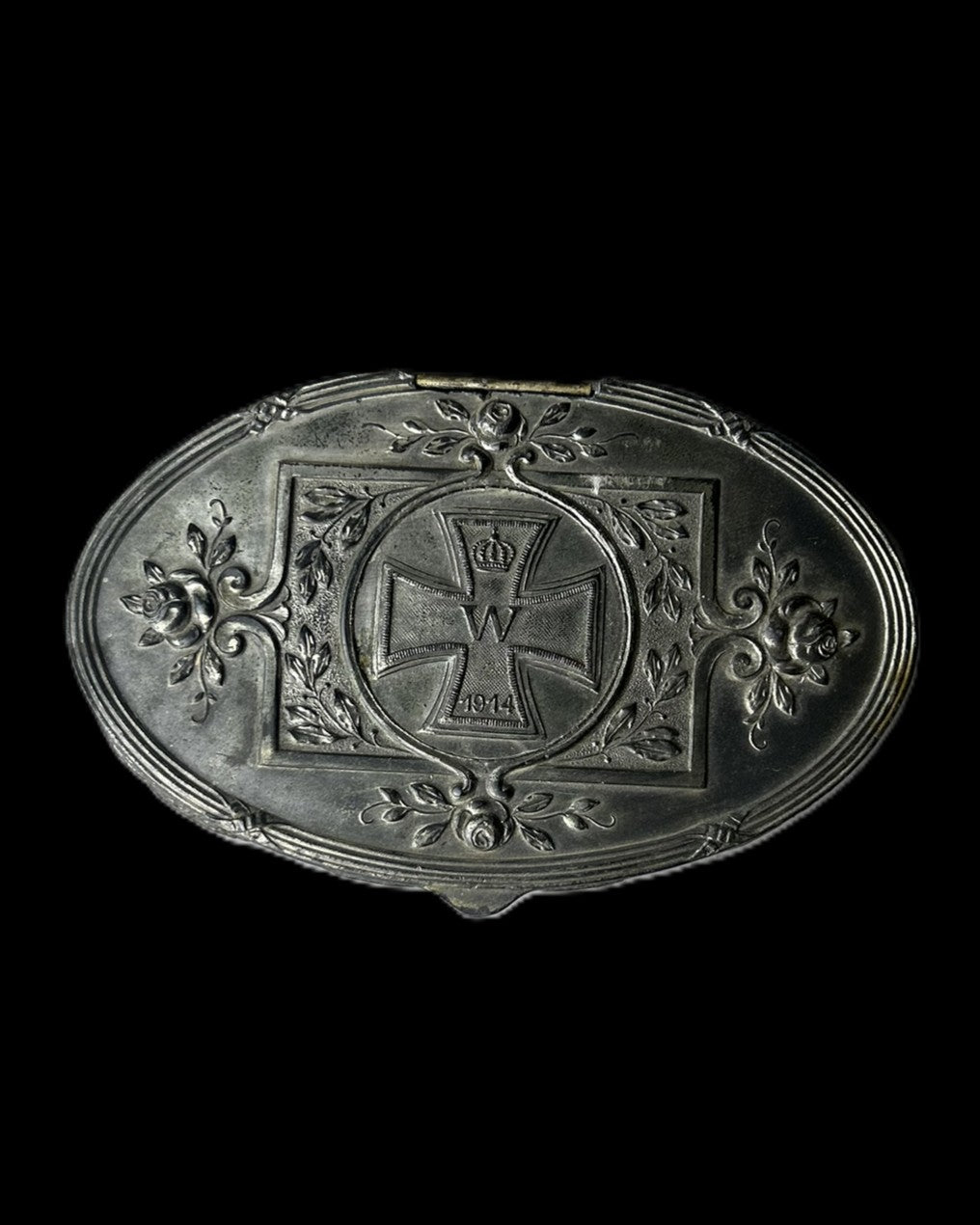 WWI Imperial German Patriotic 1914 Iron Cross Oval Keepsake Box