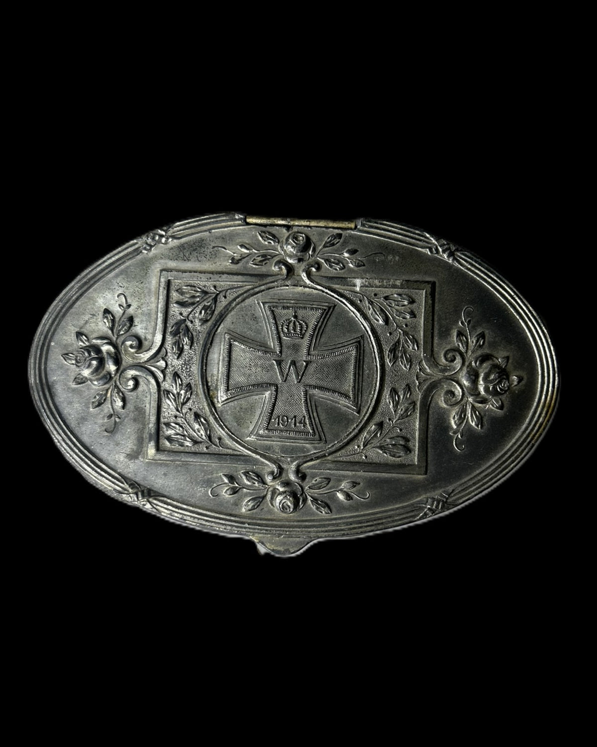 WWI Imperial German Patriotic 1914 Iron Cross Oval Keepsake Box