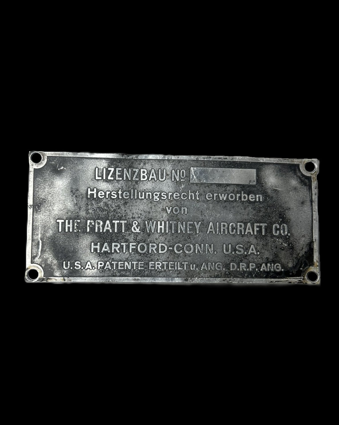 German Pratt and Whitney Aircraft Engine License Plate, Interwar Aviation