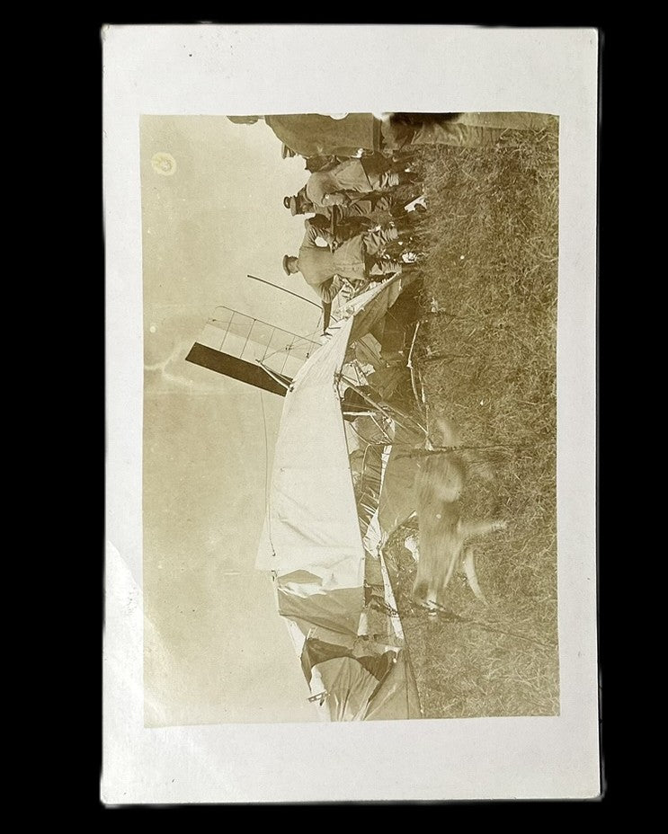 WWI German Soldiers with Wrecked Military Aircraft Real Photo Postcard