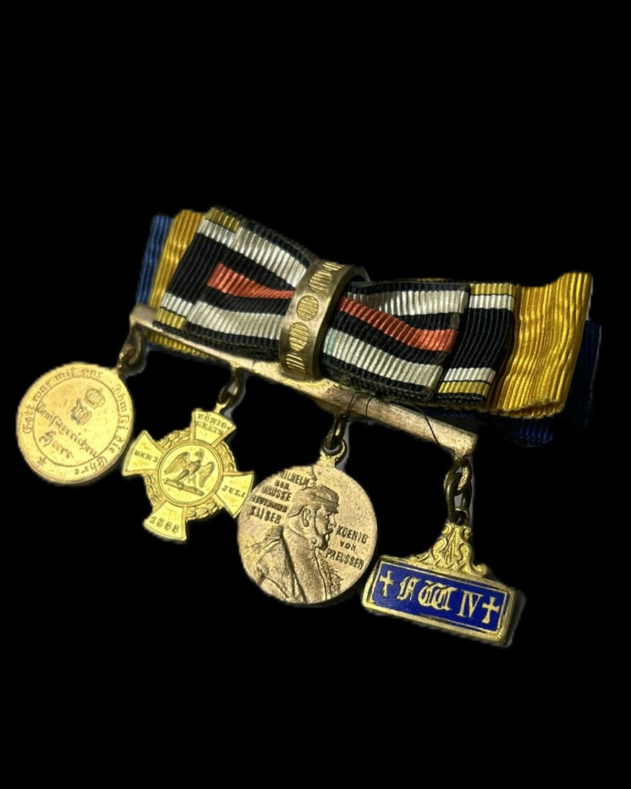 Prussian Four-Place Miniature Medal Bar 1866 and 1870/71 Veteran