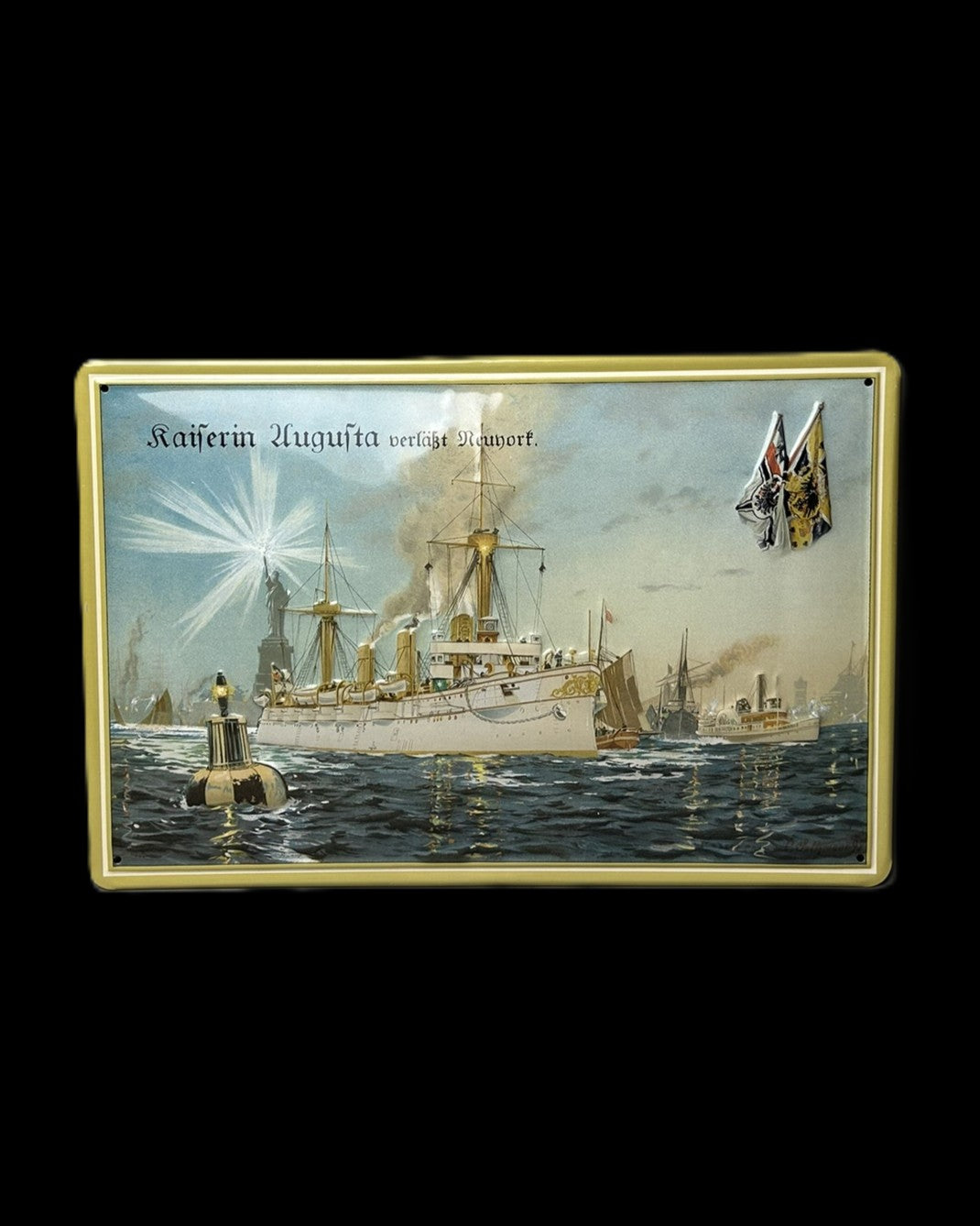 German Imperial Navy S.M.S. Kaiserin Augusta Newport Metal Wall Plaque
