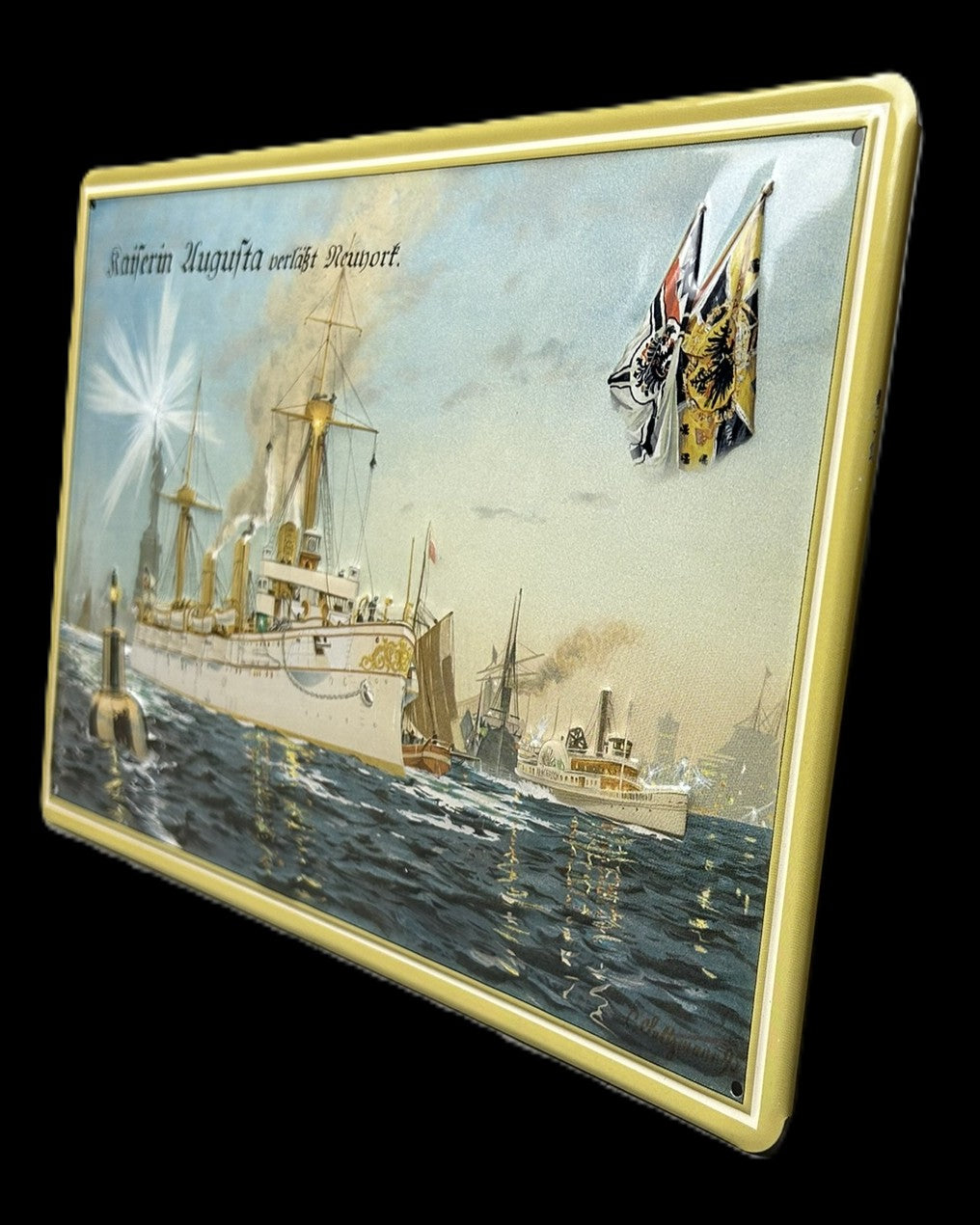 German Imperial Navy S.M.S. Kaiserin Augusta Newport Metal Wall Plaque