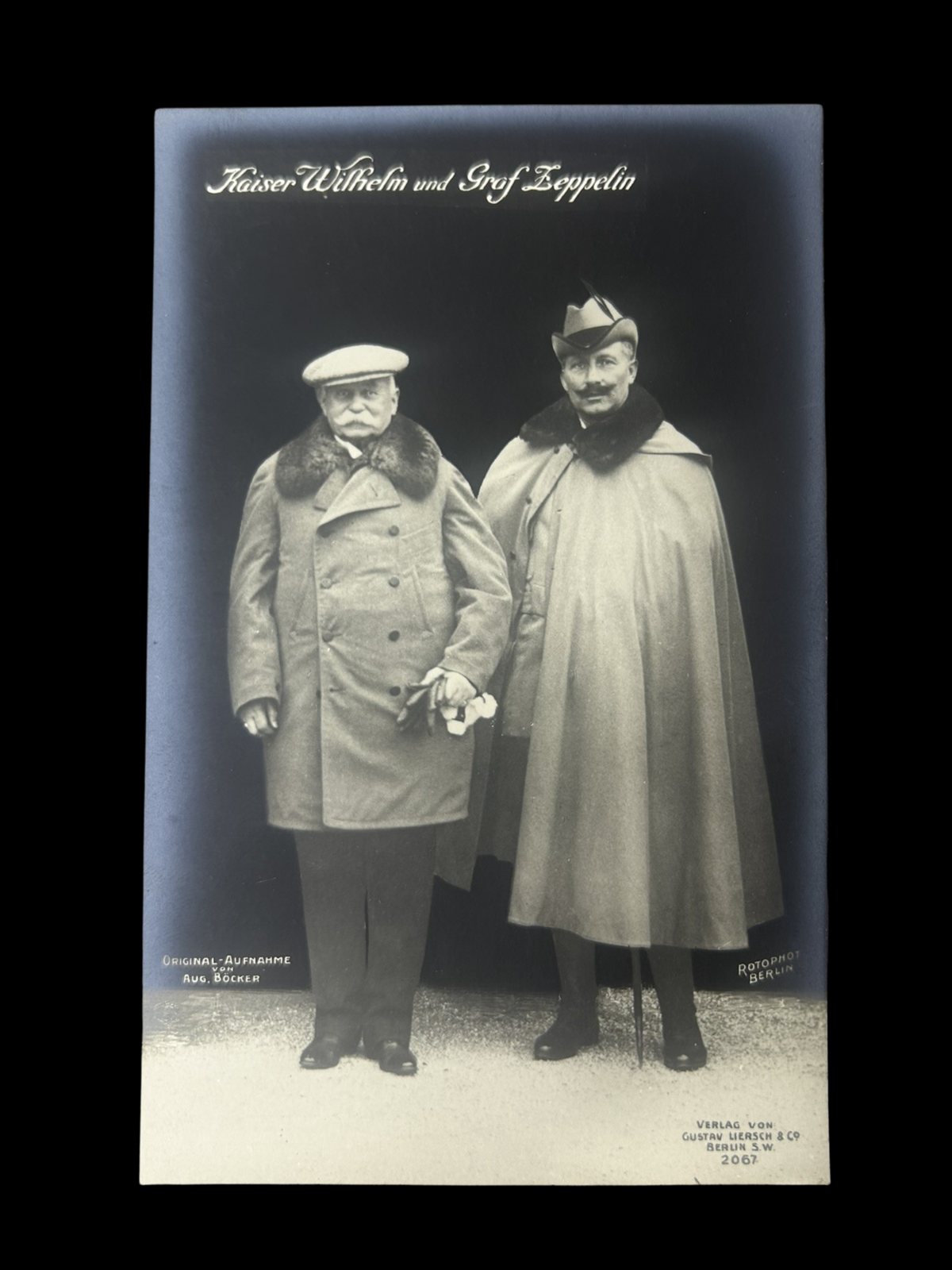 Imperial German Kaiser Wilhelm and Graf Zeppelin Photo Postcard c. 1910