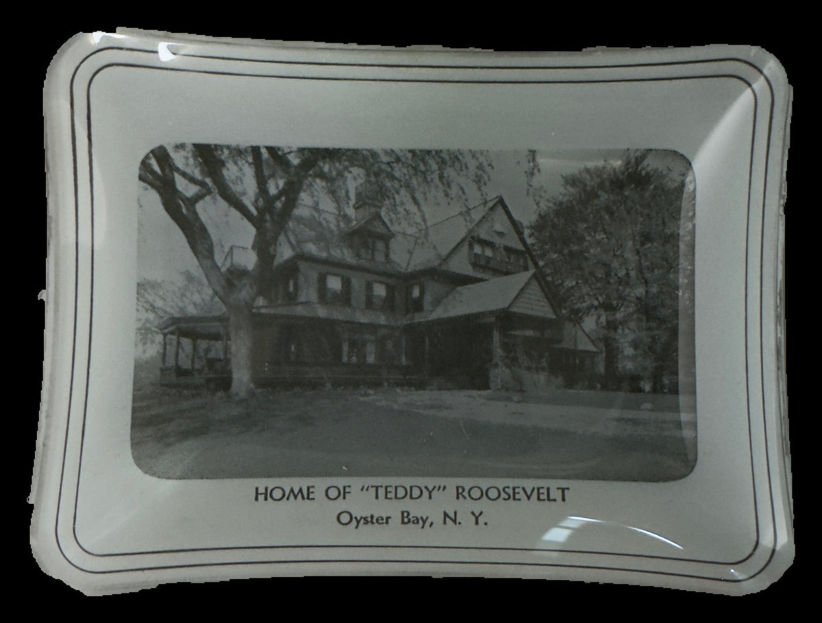 Theodore Roosevelt Sagamore Hill Souvenir Glass Tray Oyster Bay New York