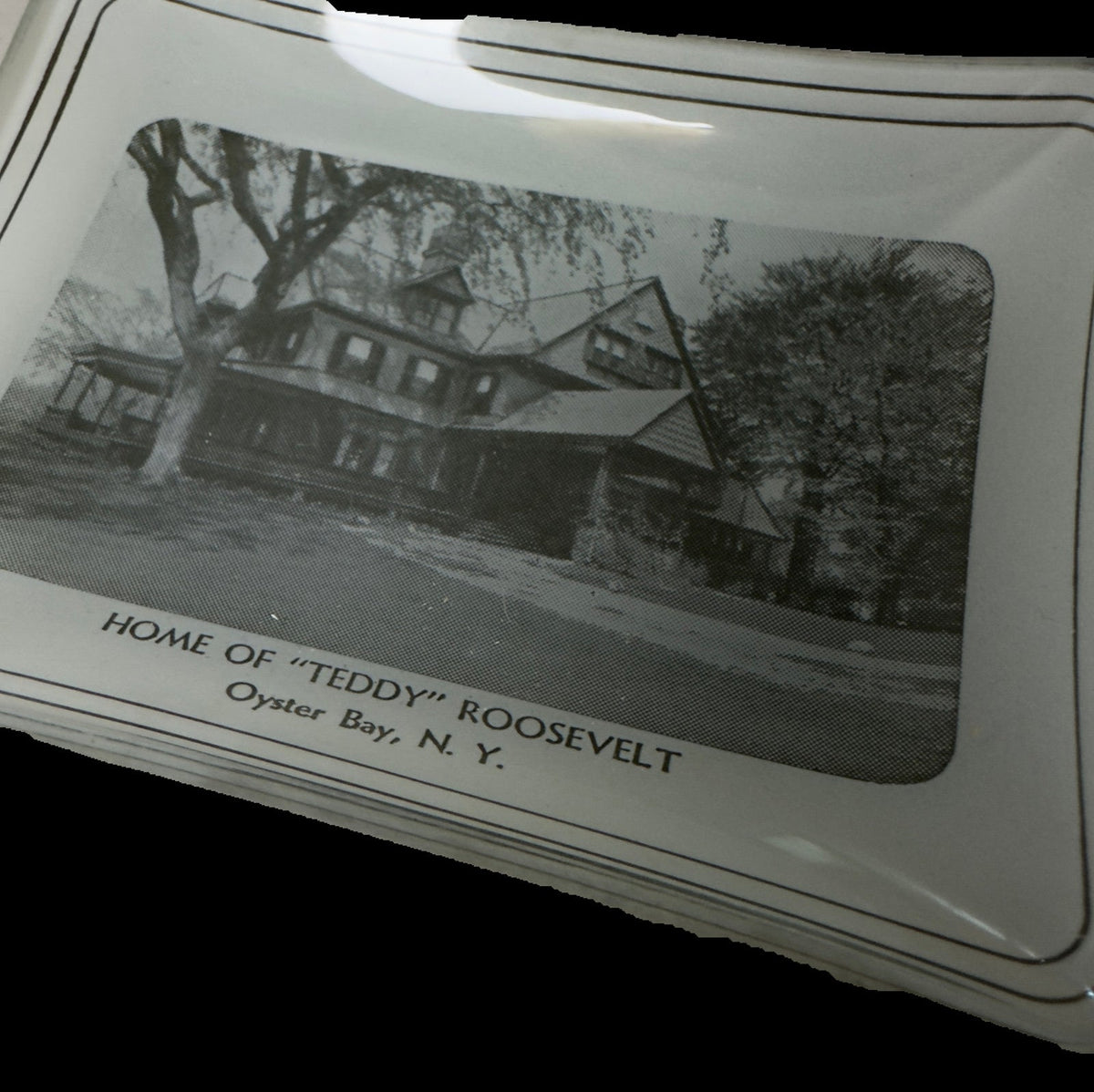 Theodore Roosevelt Sagamore Hill Souvenir Glass Tray Oyster Bay New York