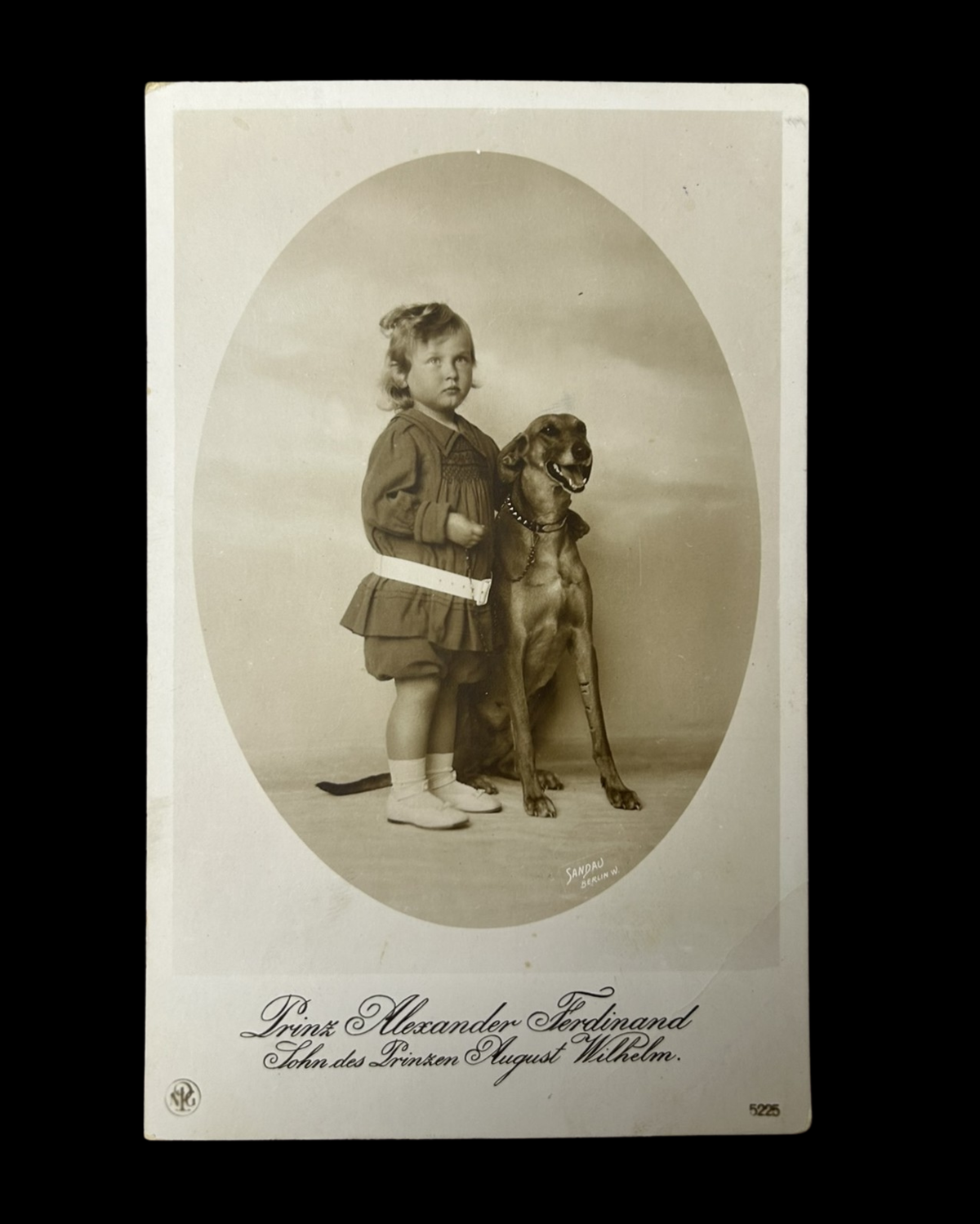 Prussia Prince Alexander Ferdinand With Dog NPG Postcard, Circa 1918