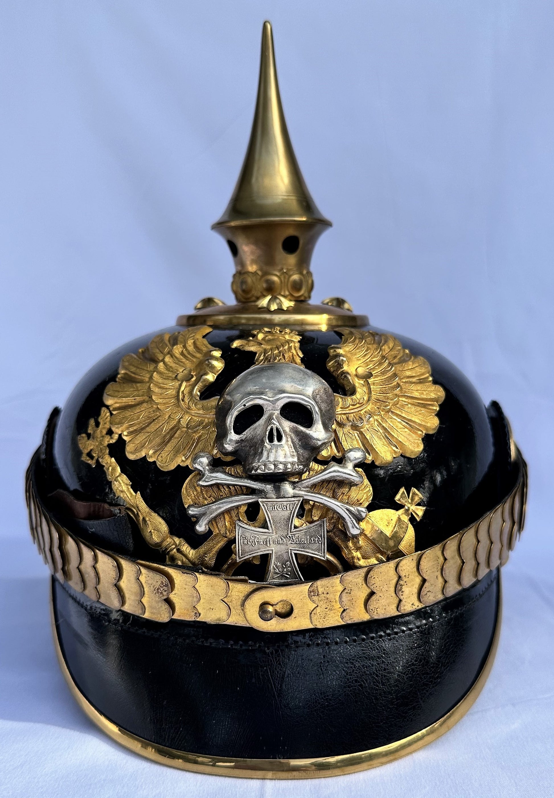 Braunschweig Pickelhaube / Spiked Helmet for Reserve Officer in Landwehr Infantry Rgt NR 92 - Derrittmeister Militaria Group