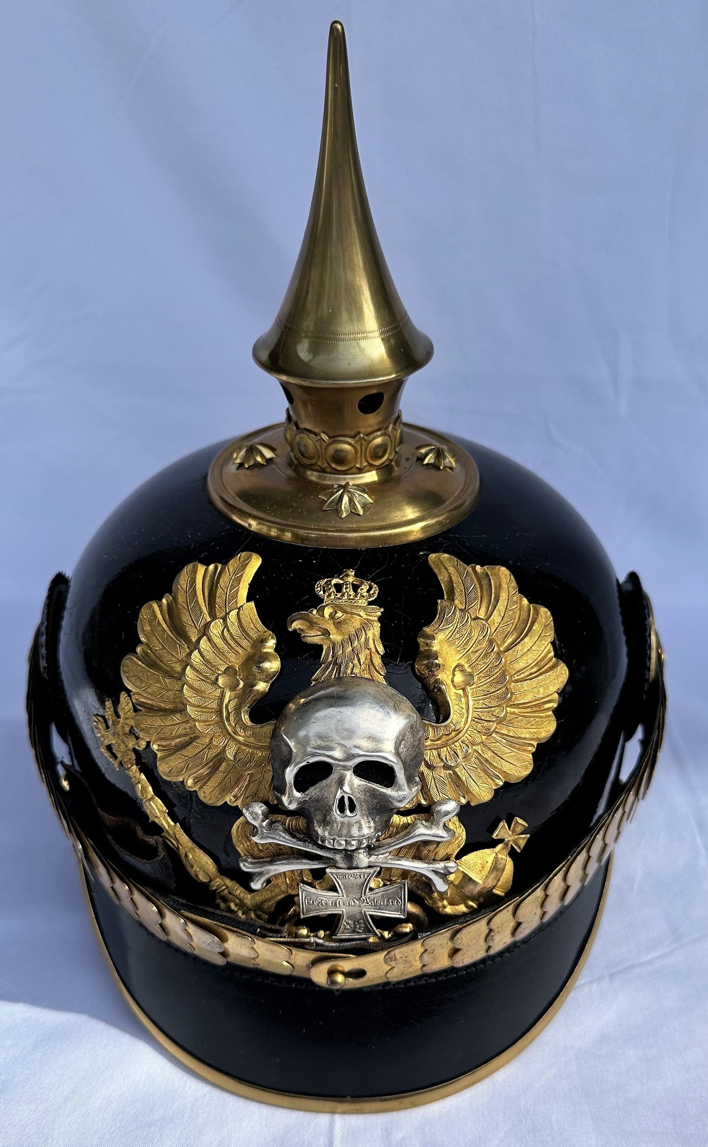 Braunschweig Pickelhaube / Spiked Helmet for Reserve Officer in Landwehr Infantry Rgt NR 92 - Derrittmeister Militaria Group