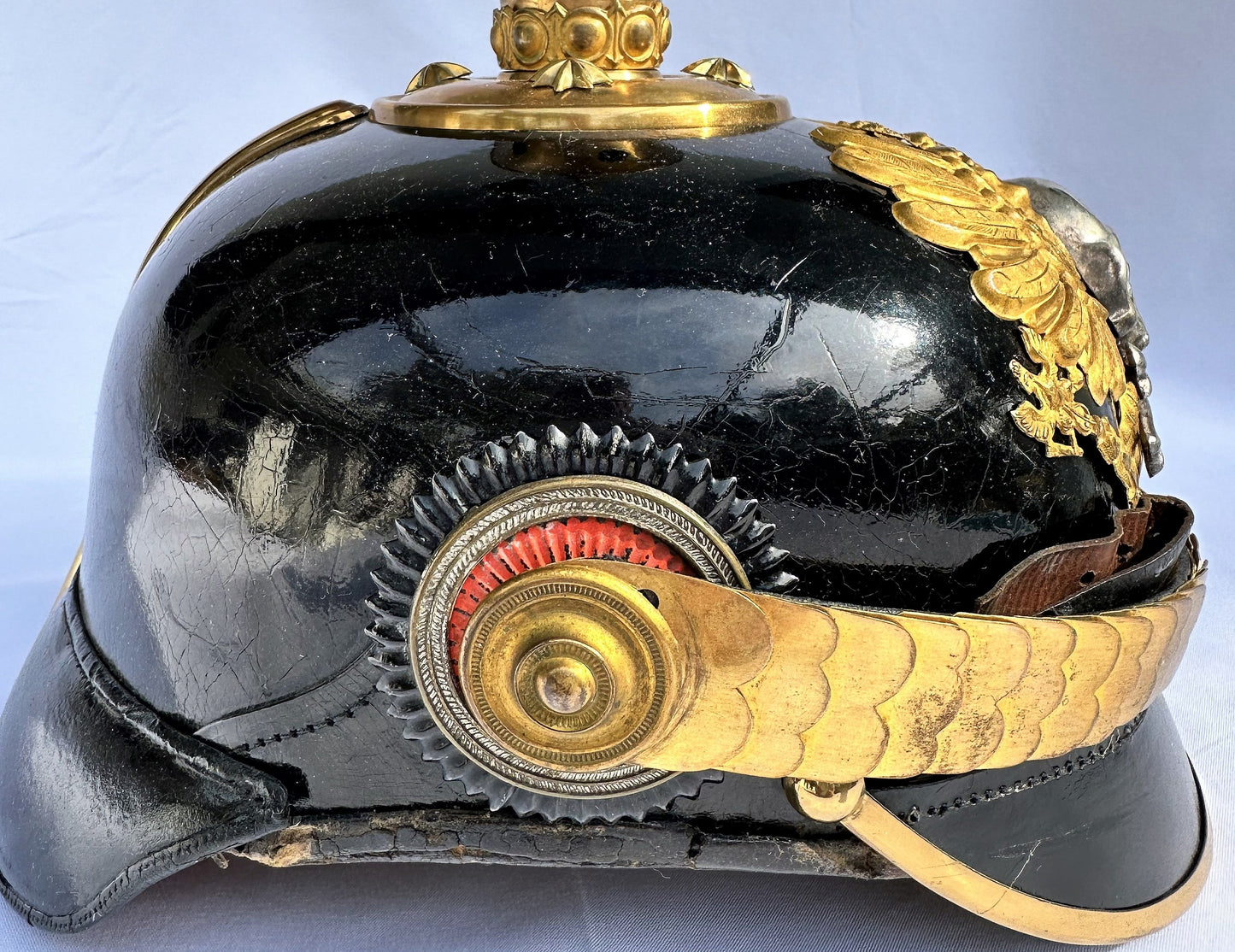 Braunschweig Pickelhaube / Spiked Helmet for Reserve Officer in Landwehr Infantry Rgt NR 92 - Derrittmeister Militaria Group