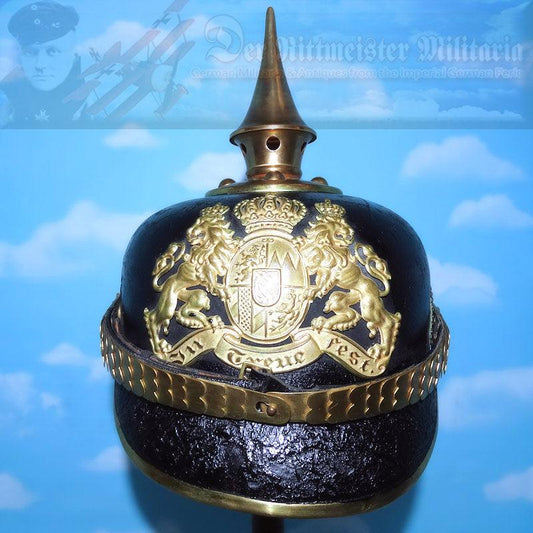 Bavaria Pickelhaube / Spiked Helmet for a OYV (one year volunteer) in Line Infantry Regiment - Derrittmeister Militaria