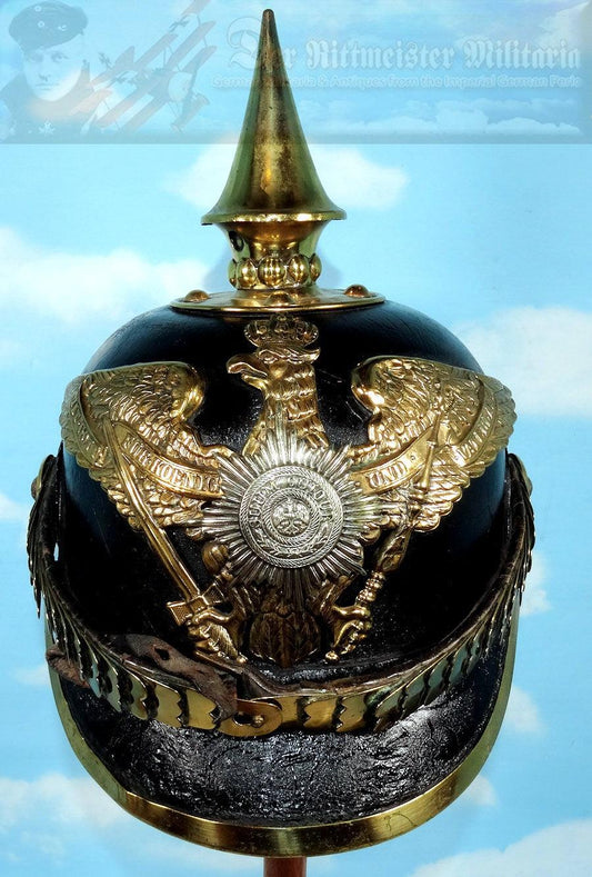 Prussia Pickelhaube / Spiked Helmet  for Enlisted Man / NCO (Non Commissioned Officer) in M1871 2. Garede Rgt zu Fus - Derrittmeister Militaria