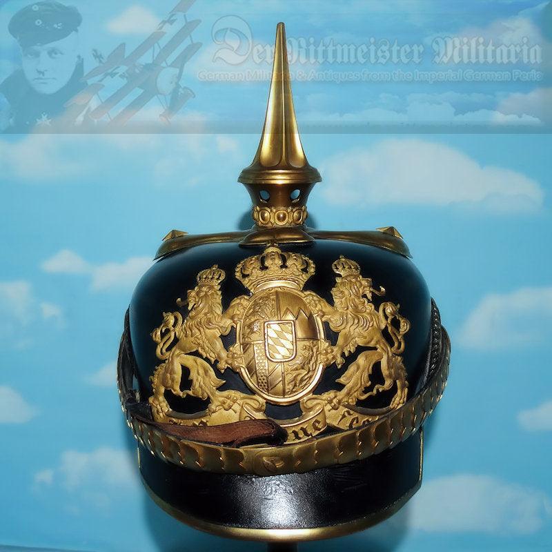 Bavaria Pickelhaube / Spiked Helmet for Officer in 1. Chevaulegers-Regiment Kaiser Nikolaus von Rußland, 3. Chevaulegers-Regiment Herzog Karl Theodor, 5. Chevaulegers-Regiment Erzherzog Friedrich von Österreich, or 7. Chevaulegers Prinz Alfons - Derrittmeister Militaria