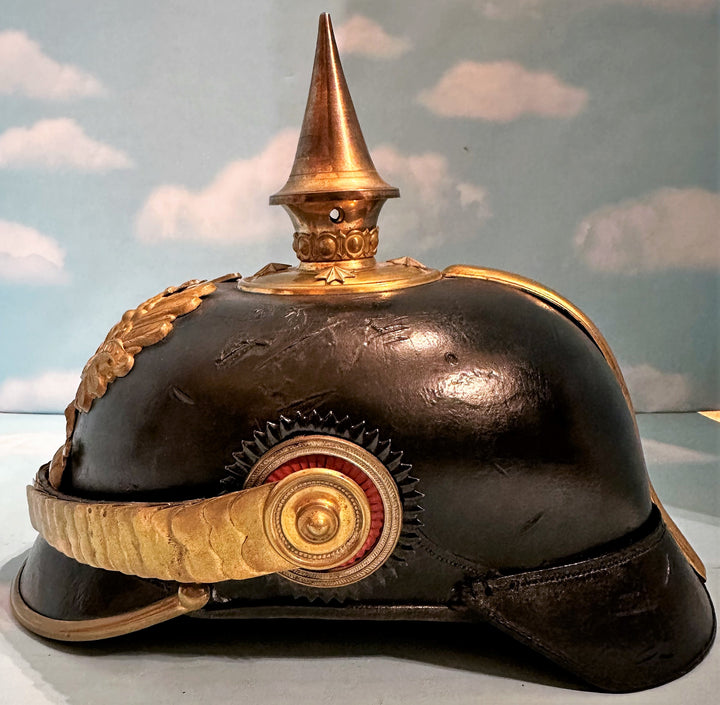 Prussia Pickelhaube / Spiked Helmet for Officer in Line Infanterie with Transport Case - Derrittmeister Militaria Group