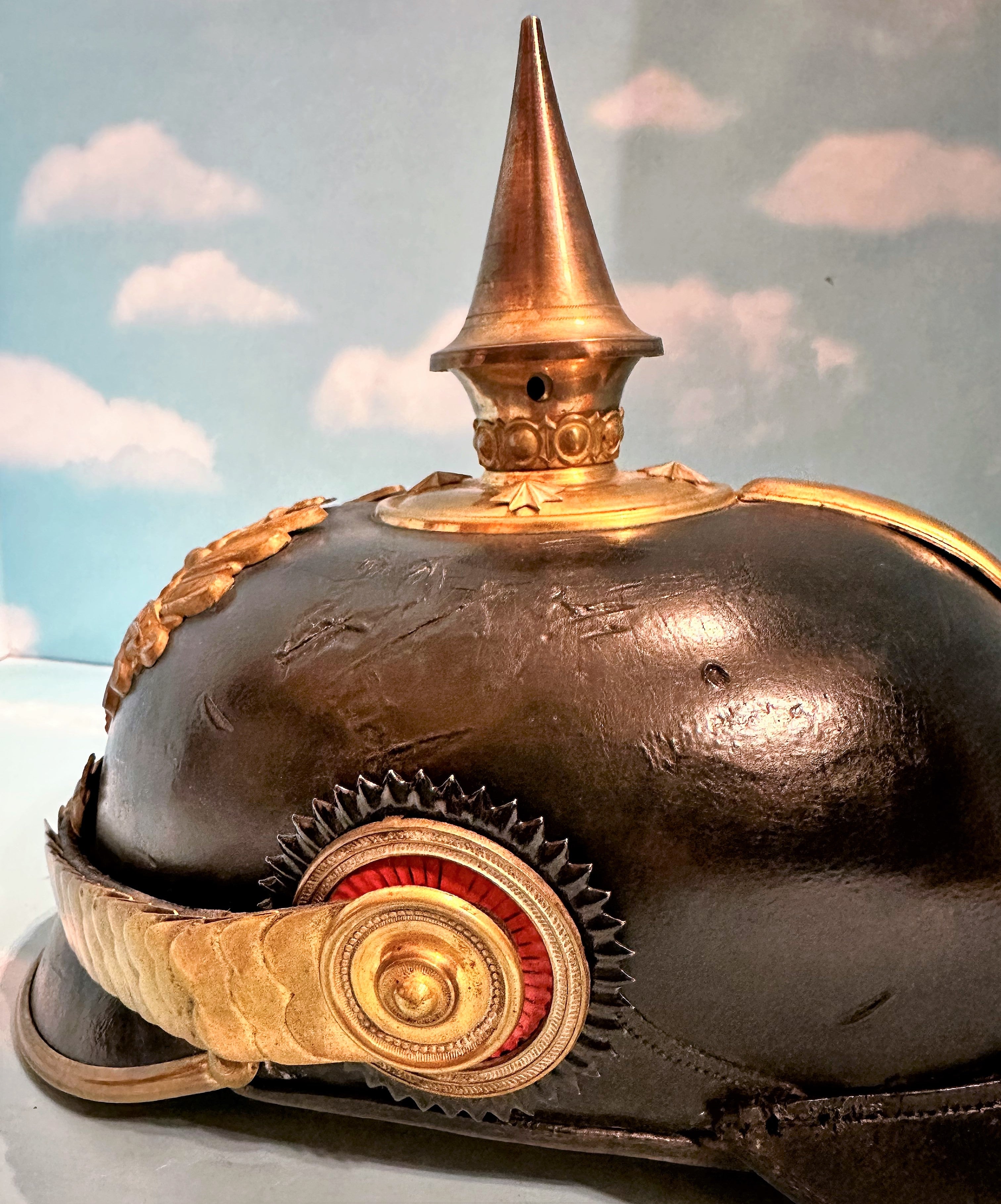 Prussia Pickelhaube / Spiked Helmet for Officer in Line Infanterie with Transport Case - Derrittmeister Militaria Group