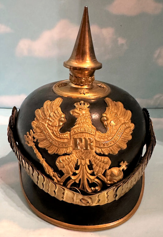 Prussia Pickelhaube / Spiked Helmet for Officer in Line Infanterie with Transport Case - Derrittmeister Militaria Group