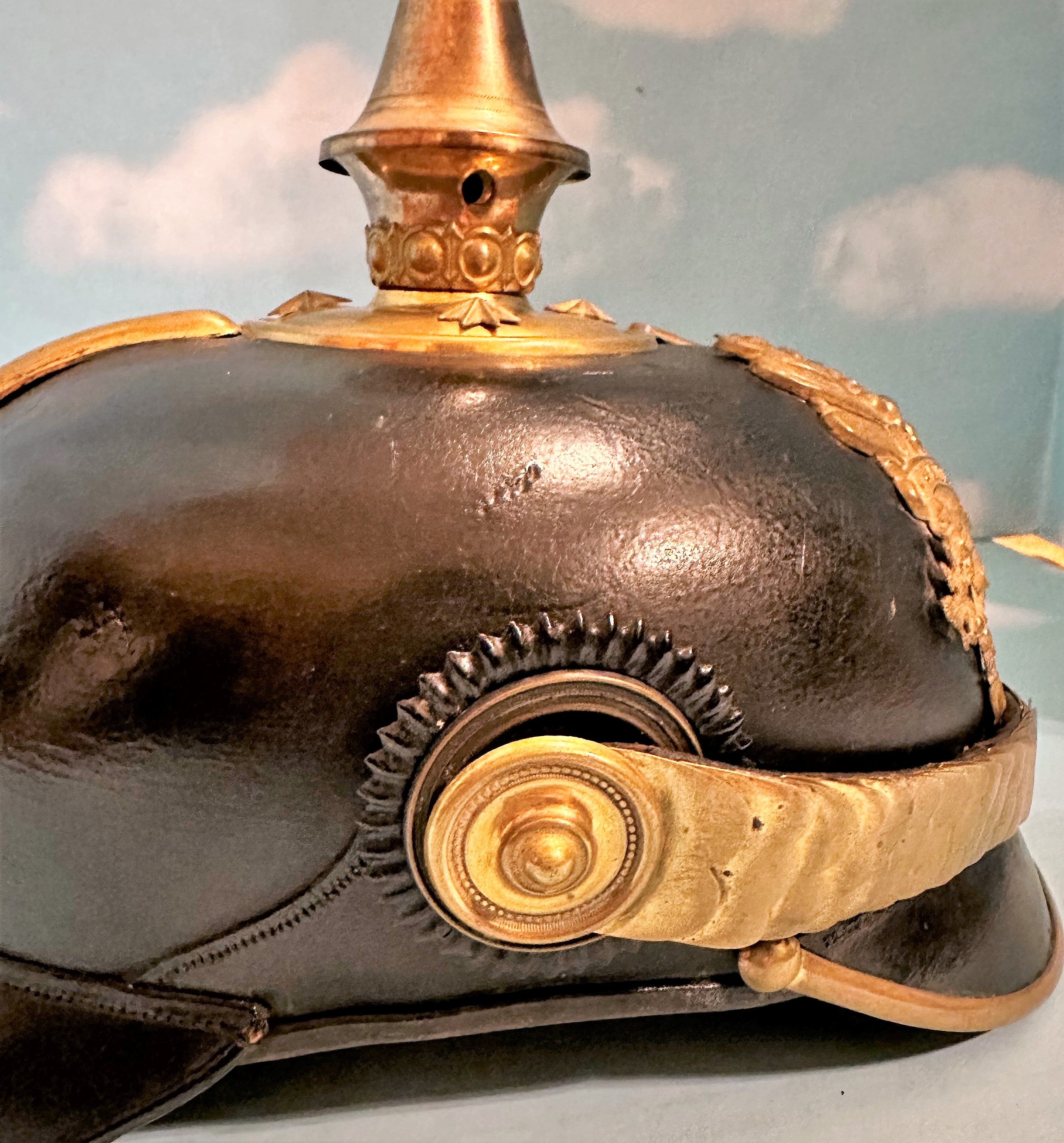 Prussia Pickelhaube / Spiked Helmet for Officer in Line Infanterie with Transport Case - Derrittmeister Militaria Group