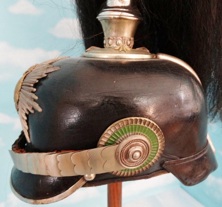 Saxony Pickelhaube / Spiked Helmet with Parade Bush for Officer in KÖNIGL. SÄCHS. 1. Leib-Grenasier-Rgt NR 100 - Derrittmeister Militaria