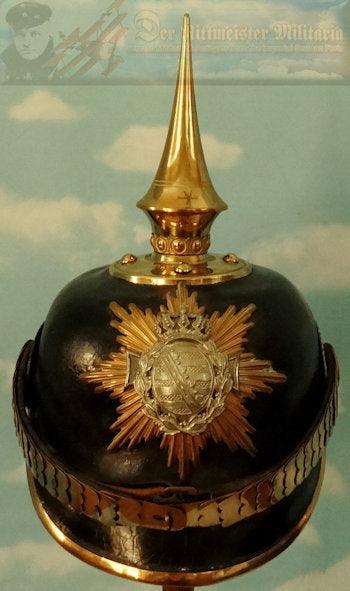 Saxony Pickelhaube / Spiked Helmet for Fahnrich in Infanterie - Derrittmeister Militaria